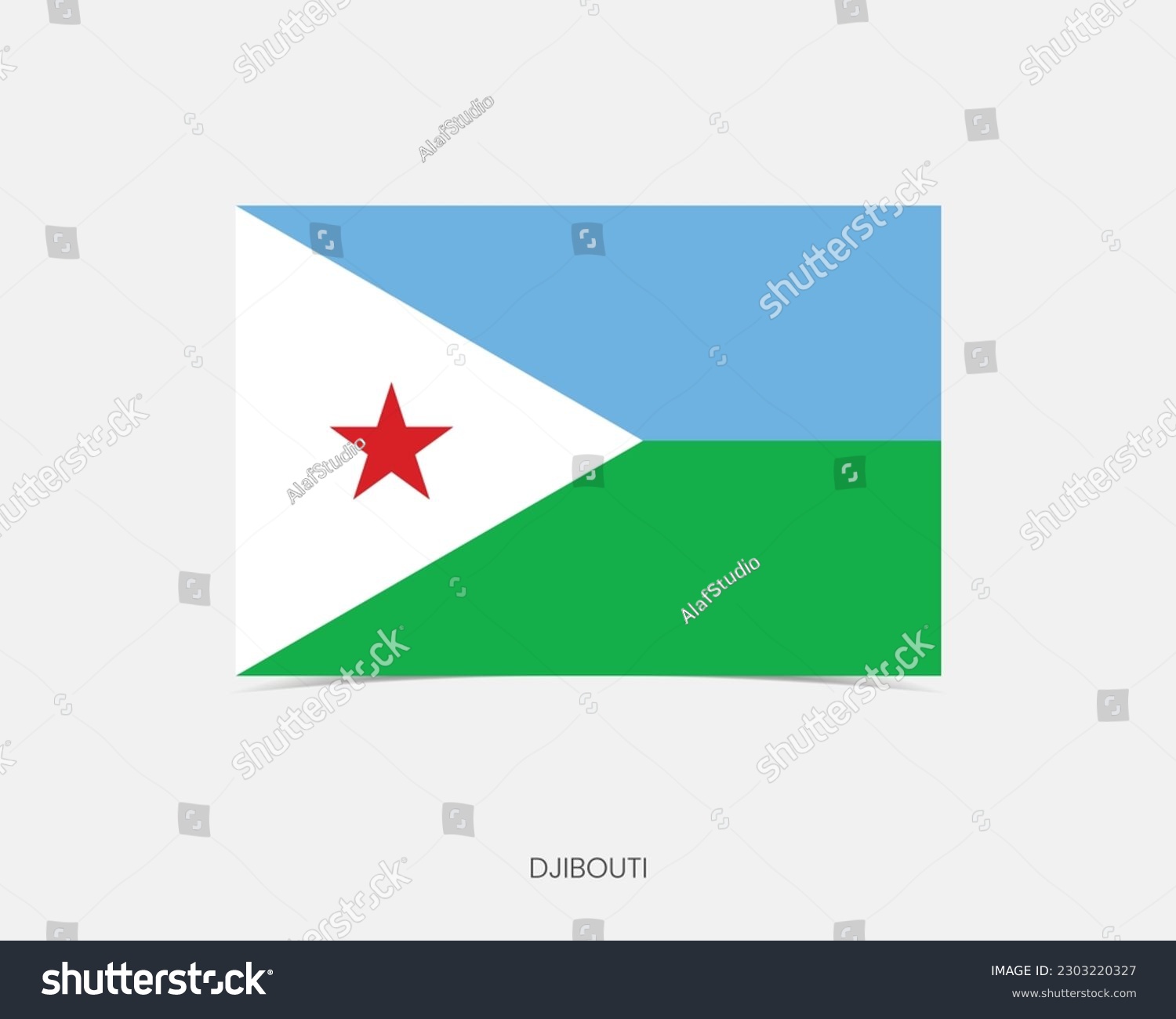 SVG of Djibouti Rectangle flag icon with shadow. svg