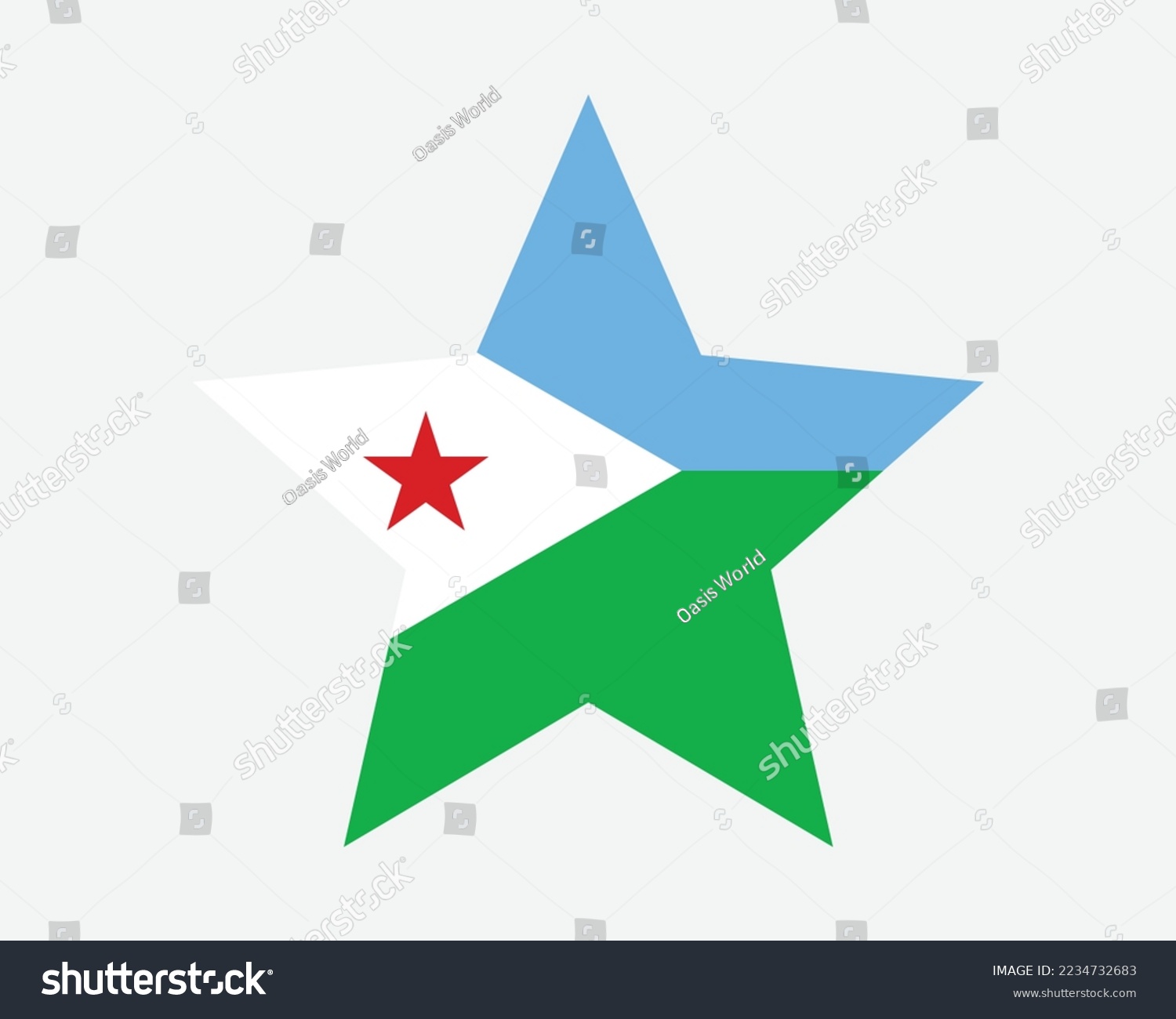SVG of Djibouti Star Flag. Djiboutian Star Shape Flag. Country National Banner Icon Symbol Vector 2D Flat Artwork Graphic Illustration svg