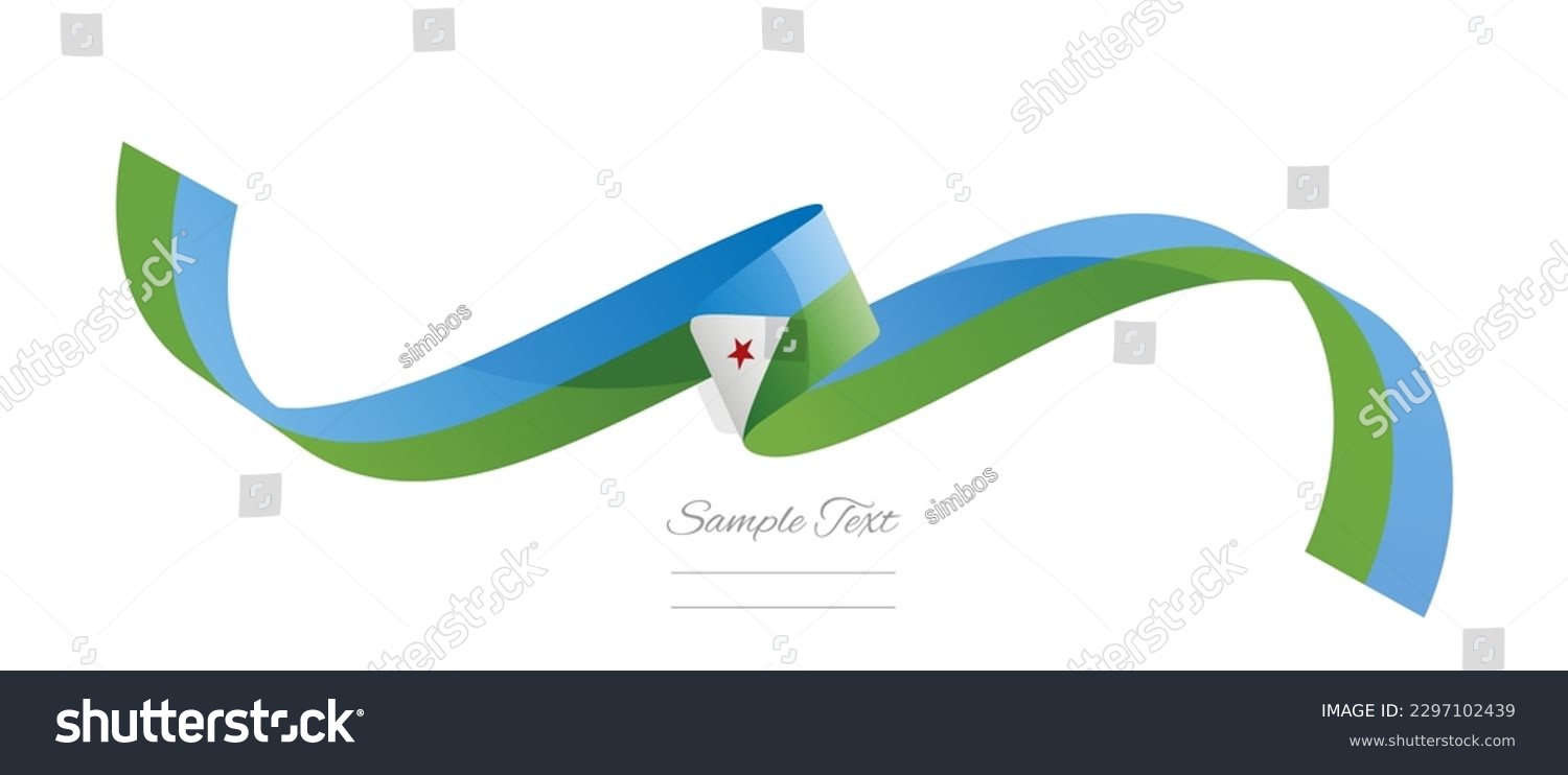 SVG of Djiboutian flag ribbon vector illustration. Djibouti flag ribbon on abstract isolated on white color background svg