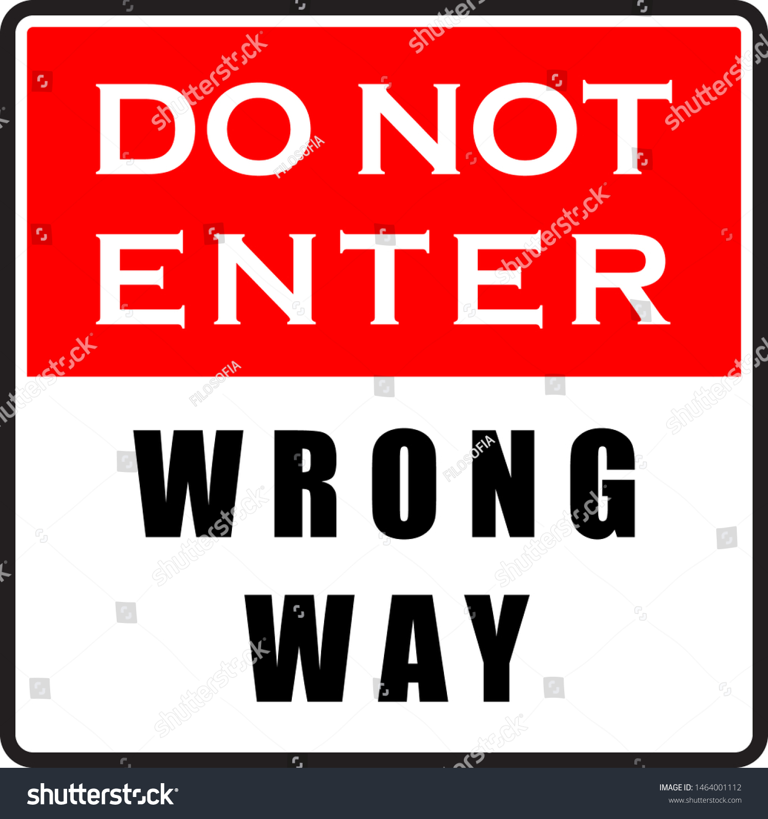 Do Not Enter Wrong Way Sign Stock Vector Royalty Free 1464001112