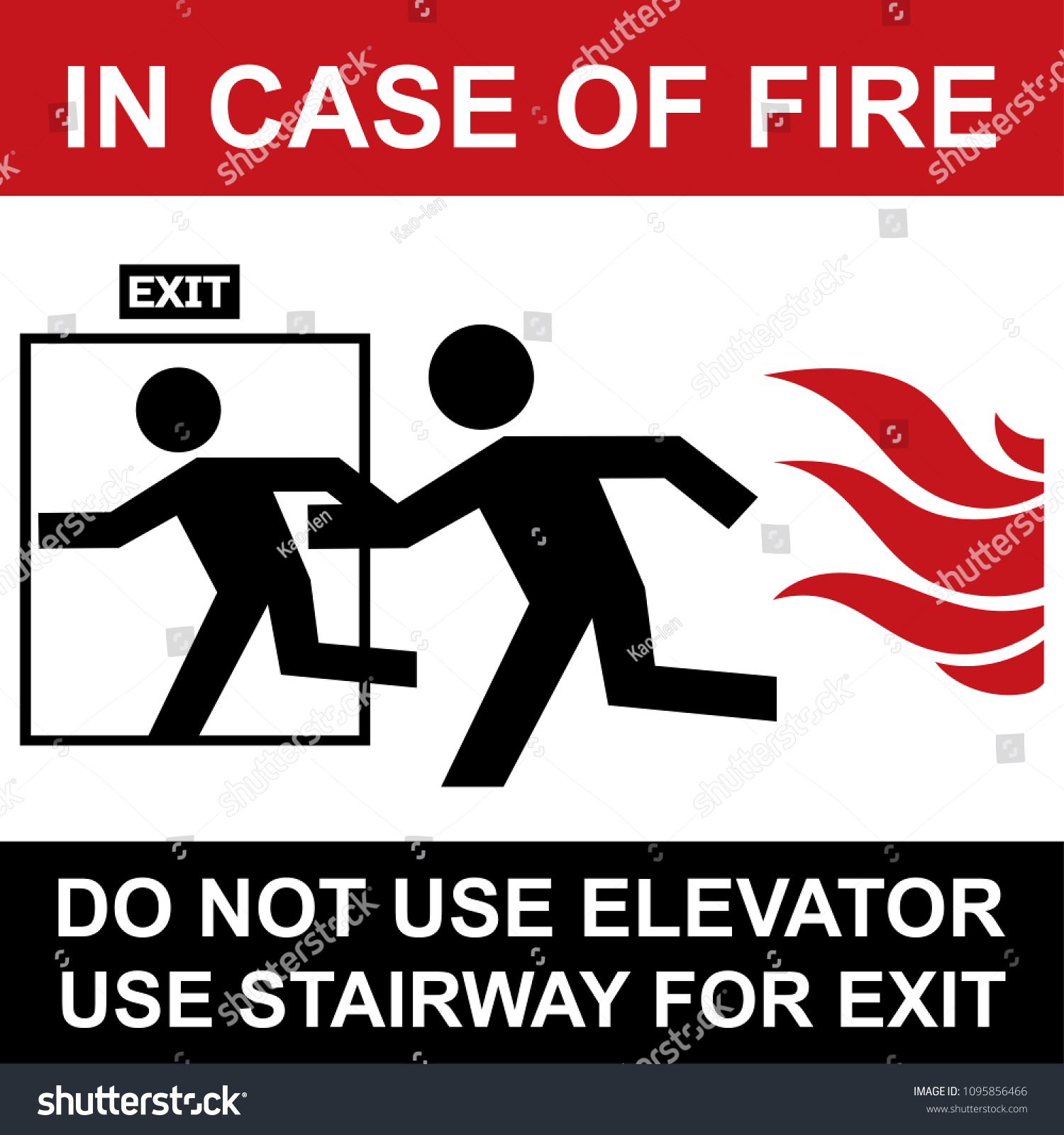 Do Not Use Elevator Case Fire Stock Vector (royalty Free) 1095856466 