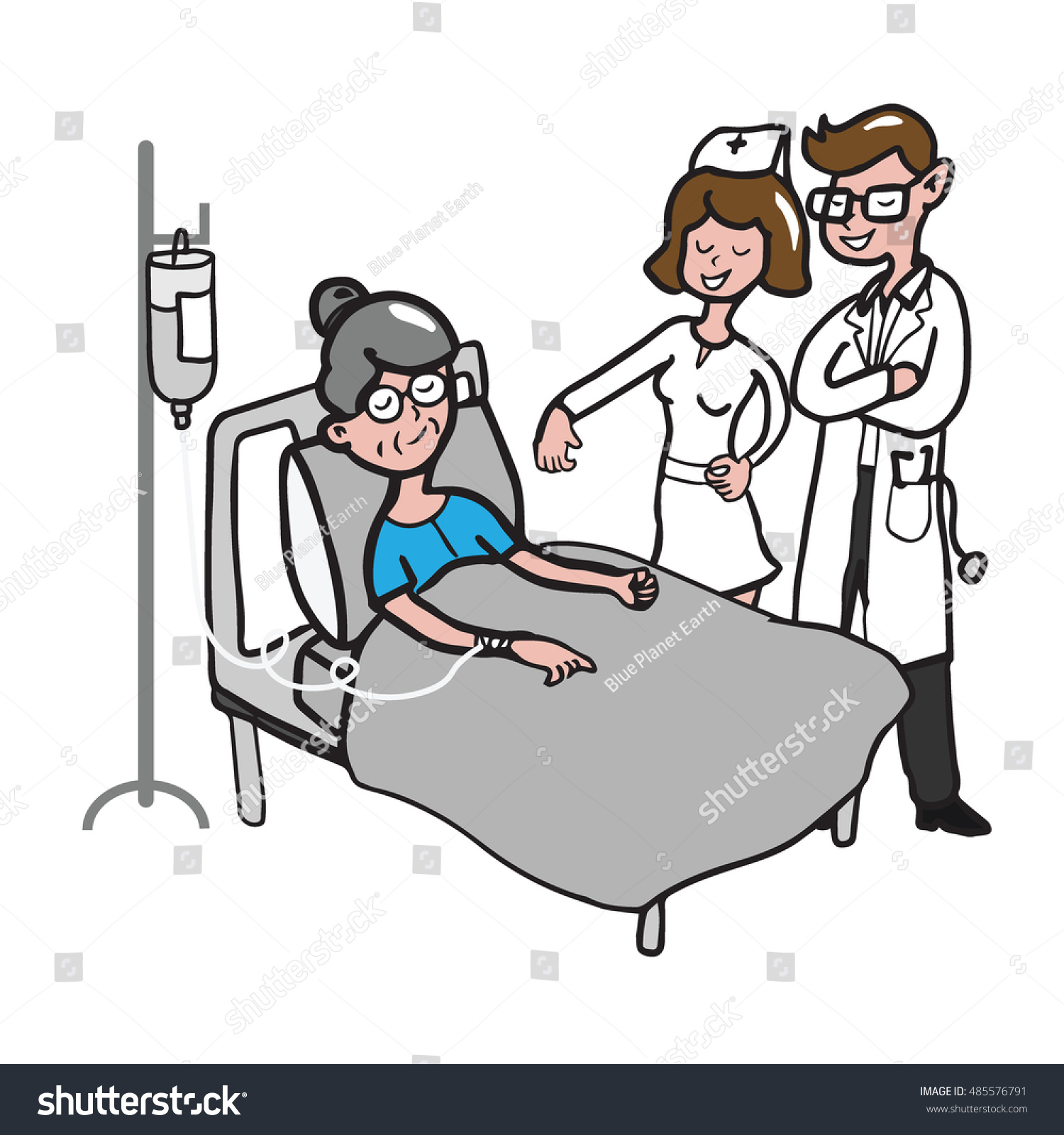 Doctor Nurse Visit Old Woman Patient เวกเตอร์สต็อก ปลอดค่าลิขสิทธิ์ 485576791 1907