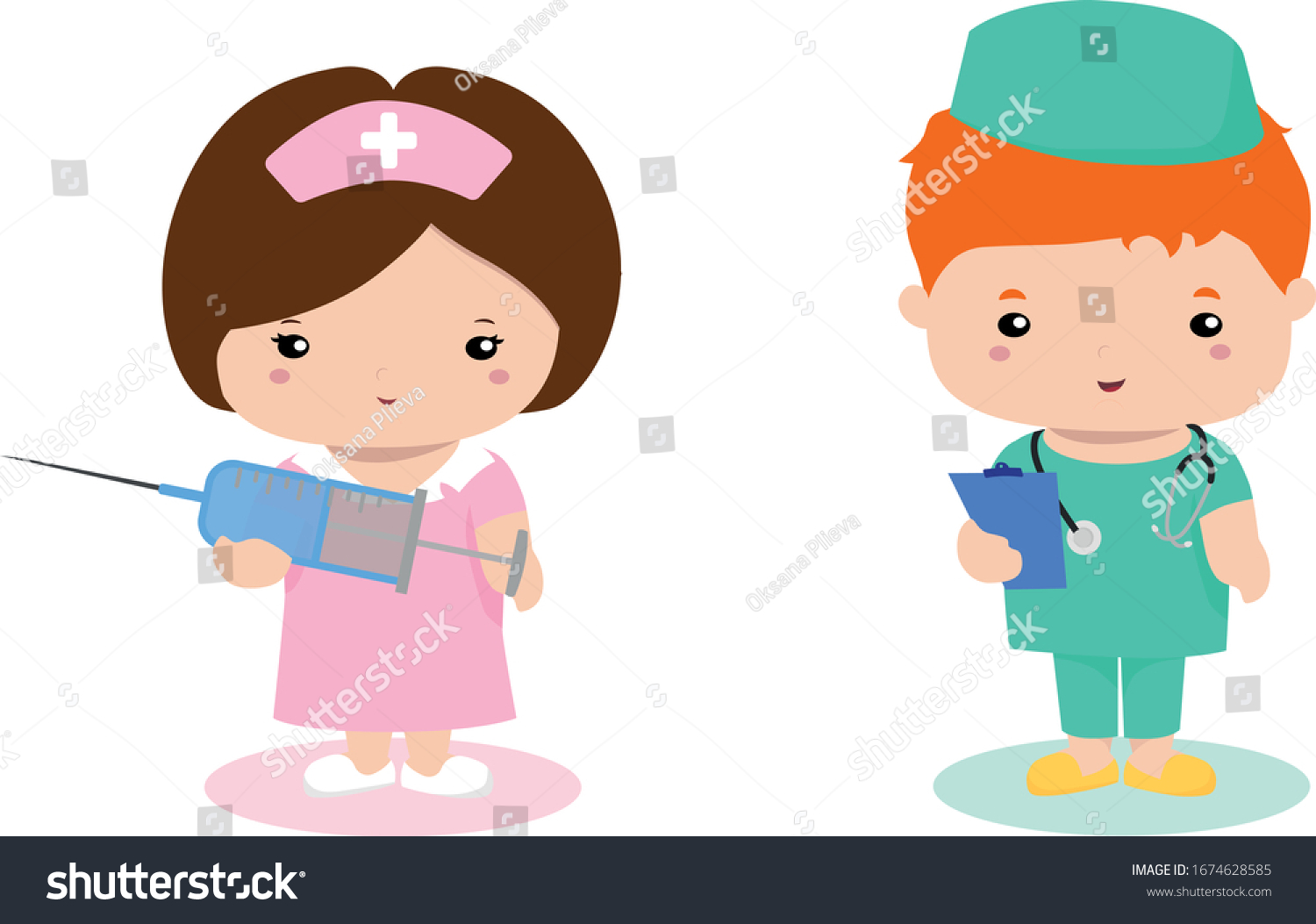 Doctor Nurse Syringe Vector Illustration Children Stock Vector (Royalty ...