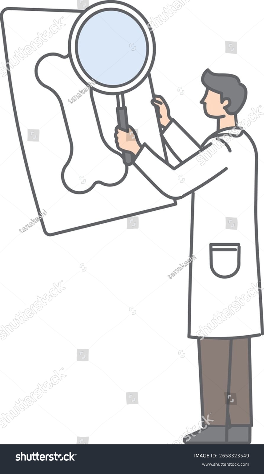 doctor examining bone with magnifying glass clip art preview