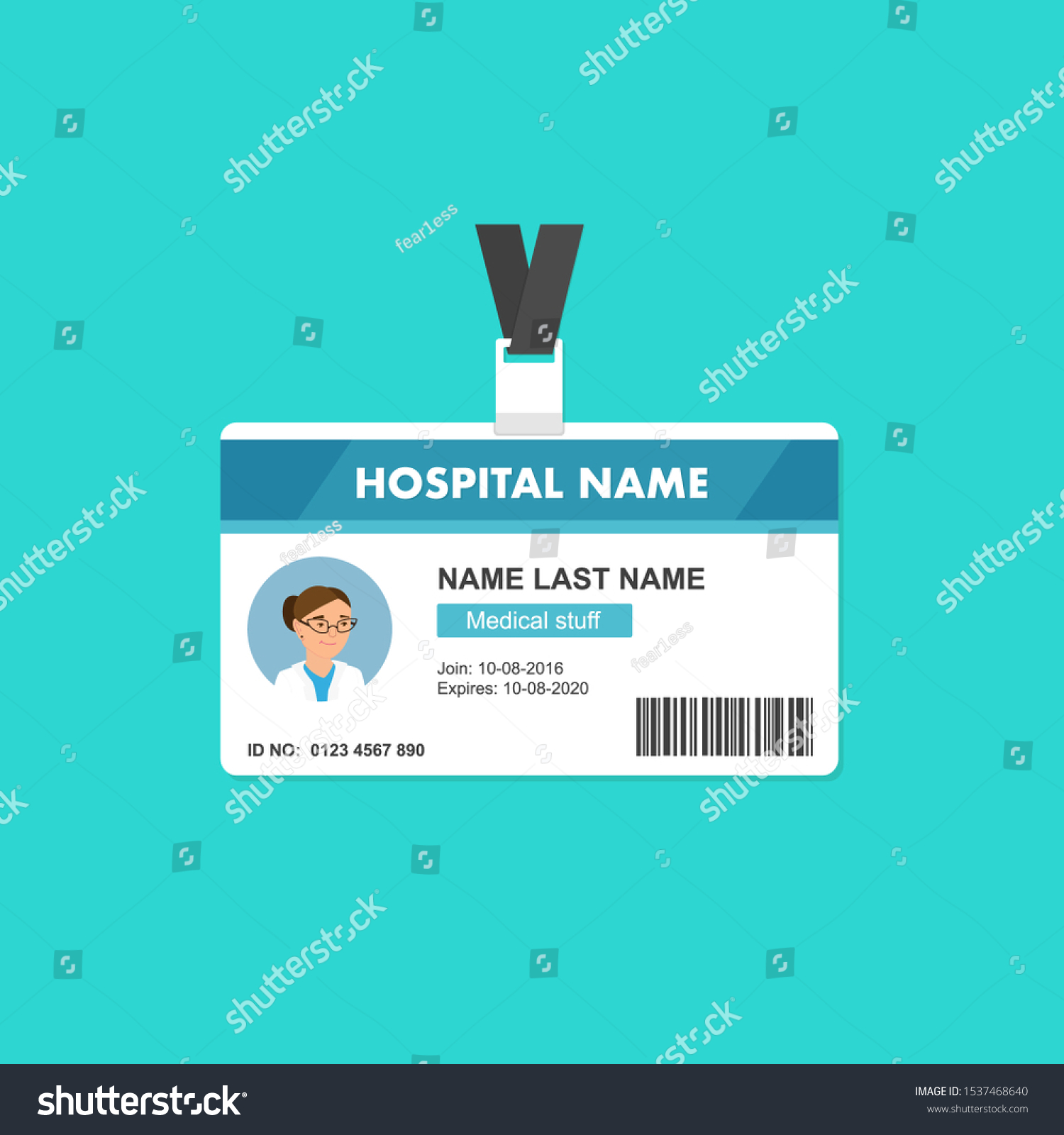 Doctor Id Card Template Flat Style Stock Vector (Royalty Free Inside Hospital Id Card Template