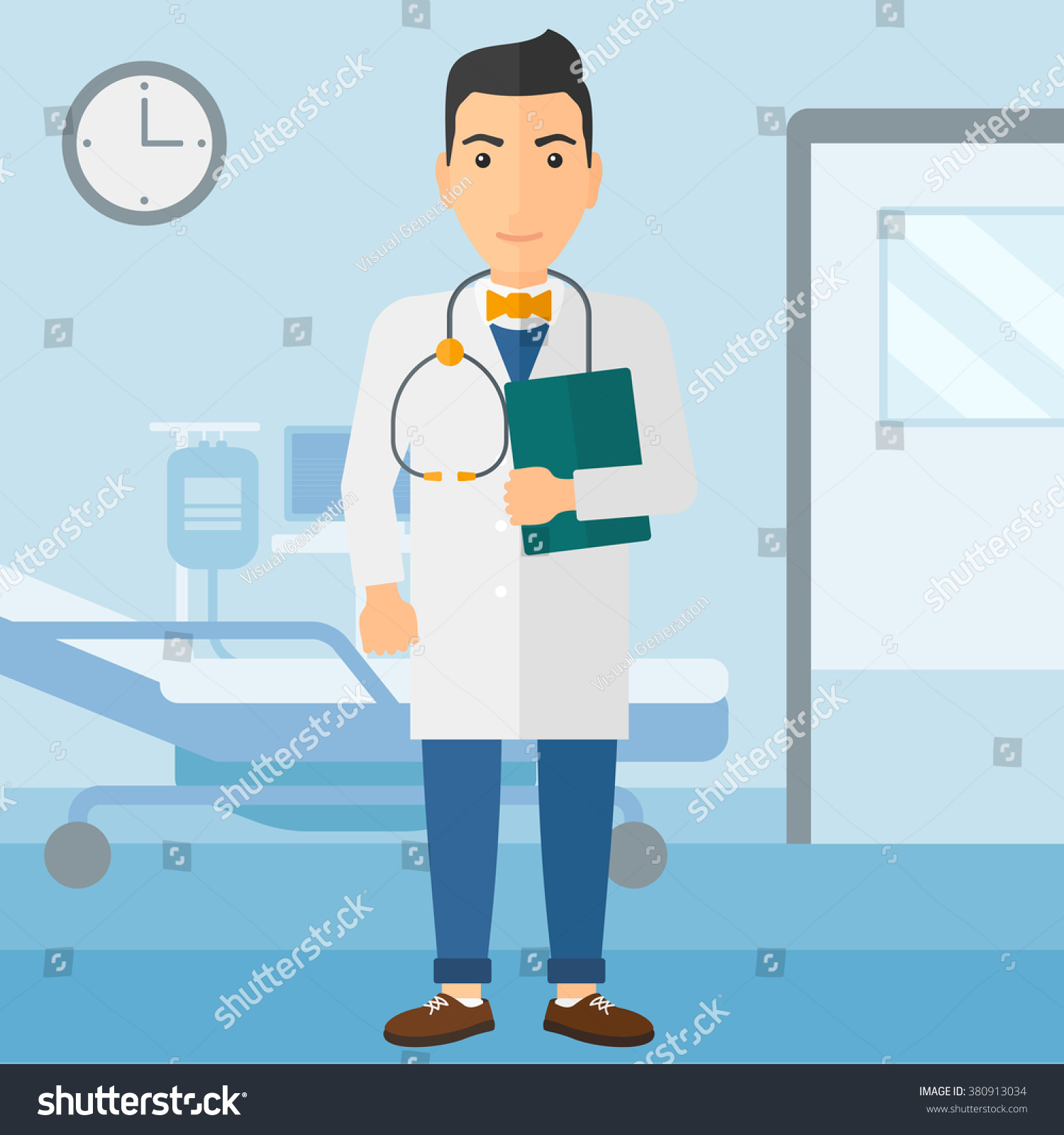 Doctor In Hospital Ward. Stock Vector Illustration 380913034 : Shutterstock