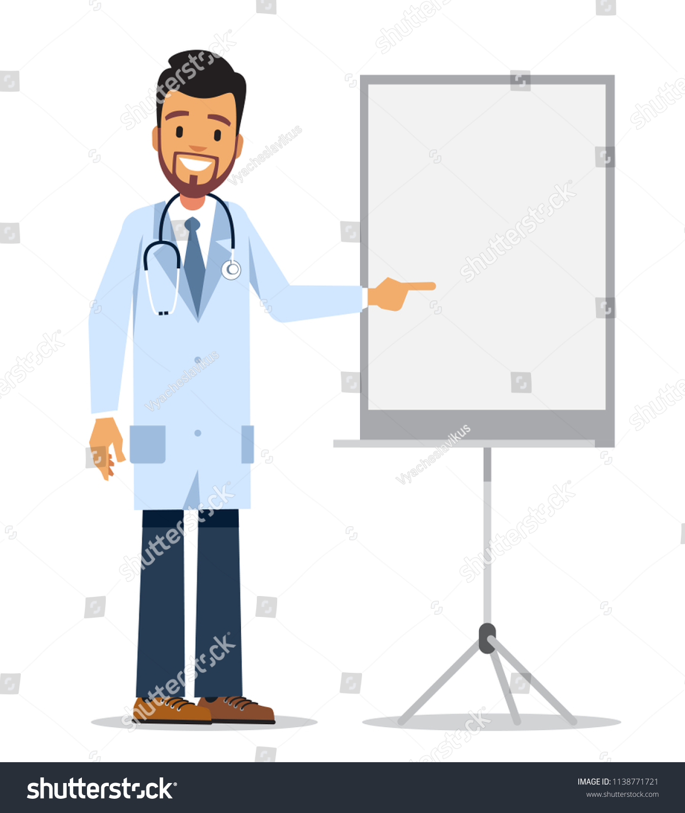 Doctor On Presentation Doctor Clipboard Giving Stock Vector (Royalty ...