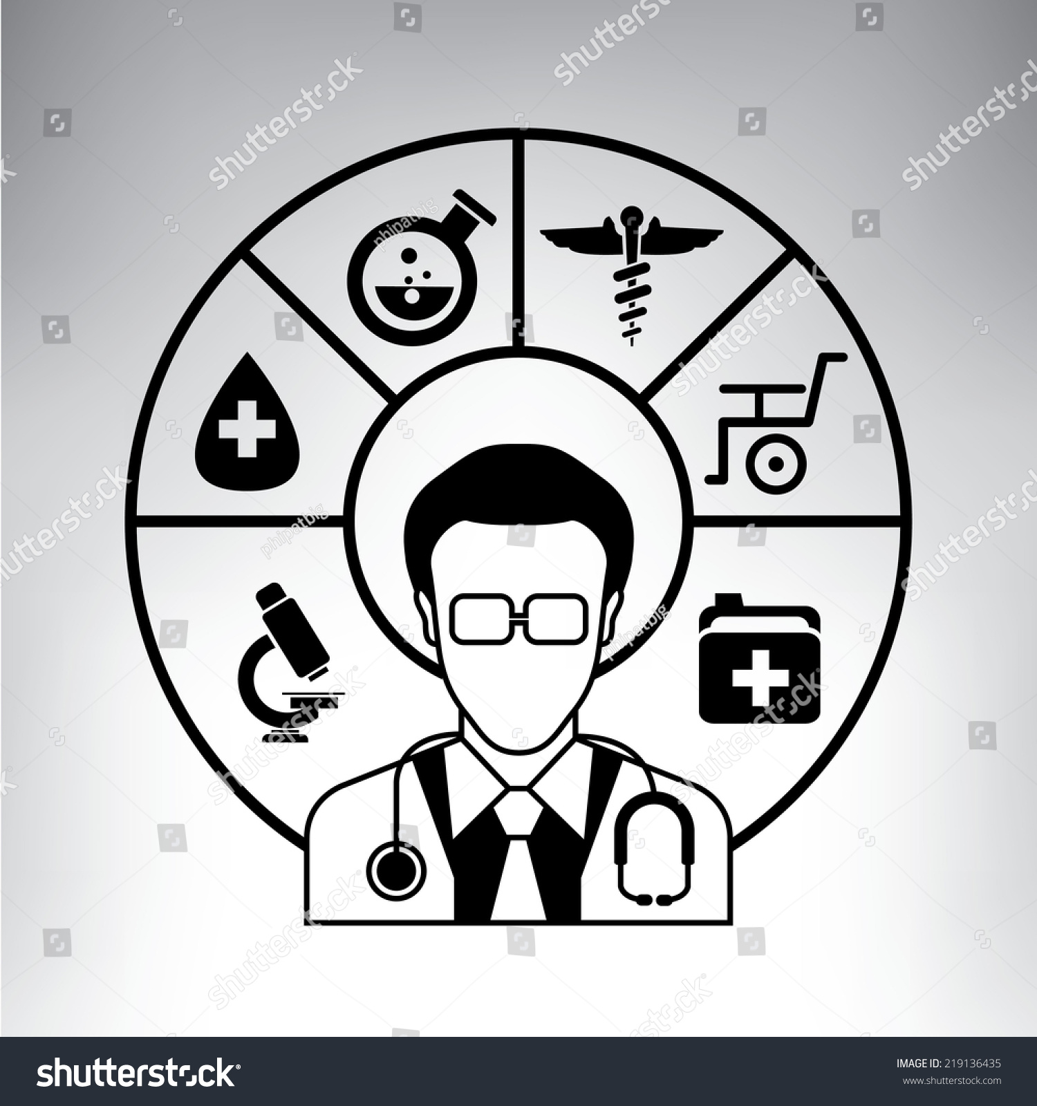 Vektor Stok Doctor Physician Medial Diagram Info Graphic (Tanpa Royalti ...