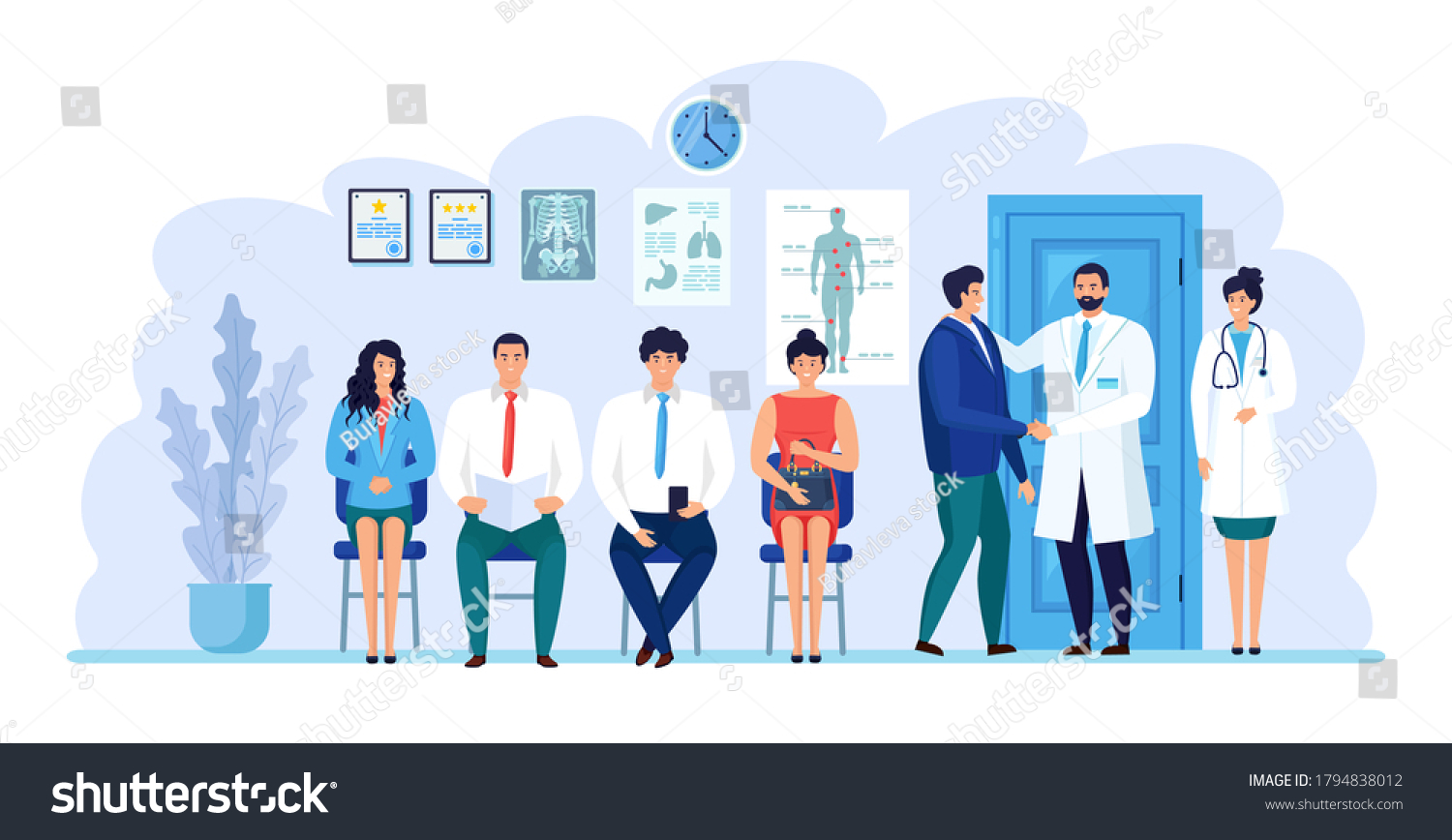 Doctor Talking Patient Man Woman Sitting Stock Vector Royalty Free 1794838012 Shutterstock 8957