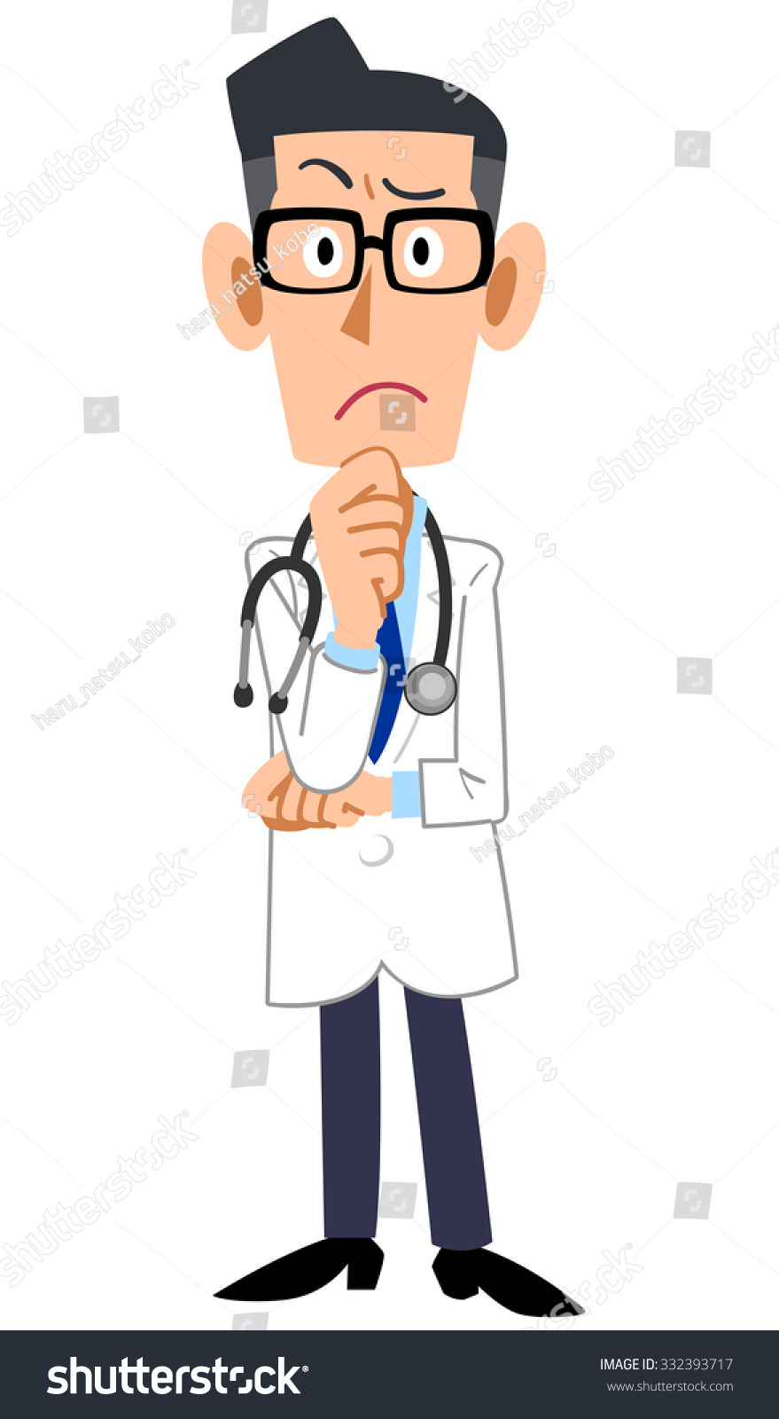 Thinking Caucasian Doctor With Question Marks Vector Image