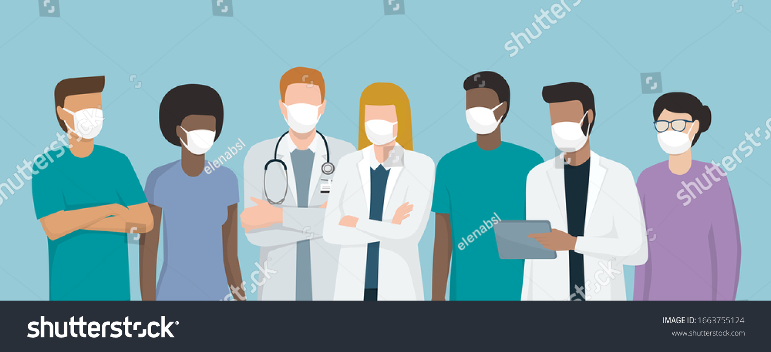 Doctors Medical Staff Wearing Surgical Masks Stock Vector (Royalty Free ...