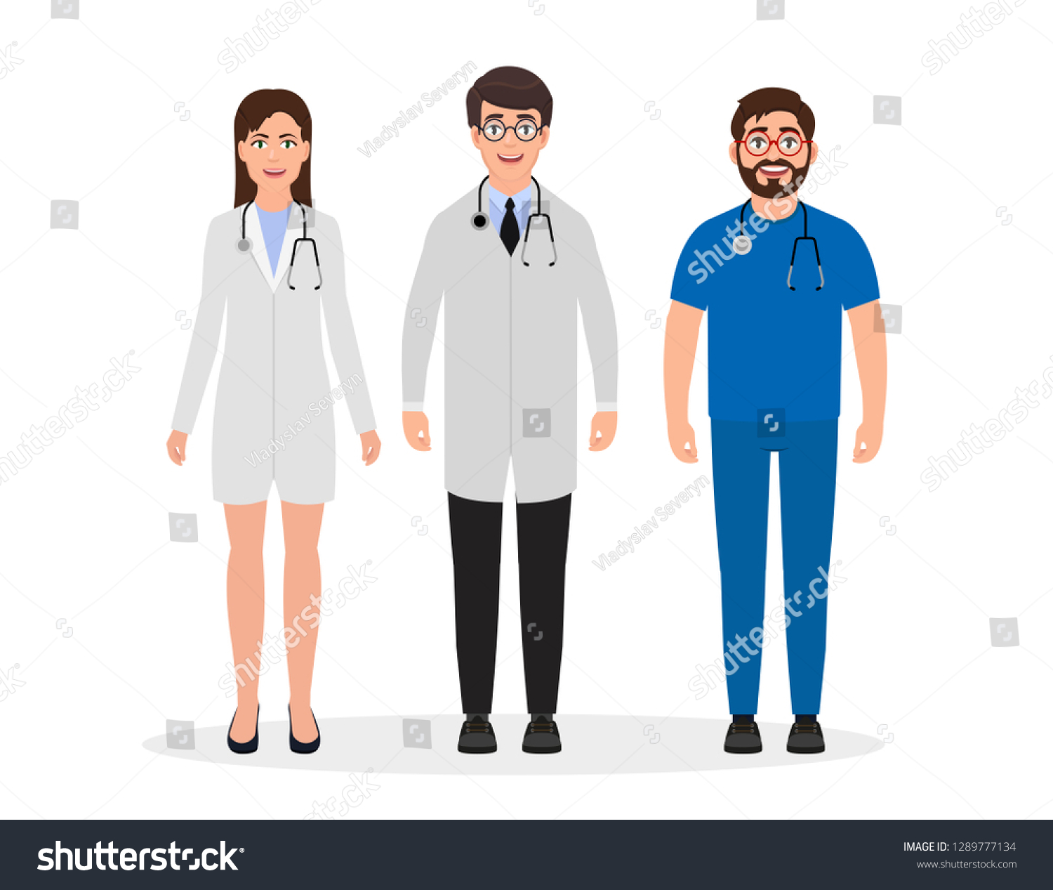 Doctors Dressed Medical Uniform Two Men Stock Vector (Royalty Free ...