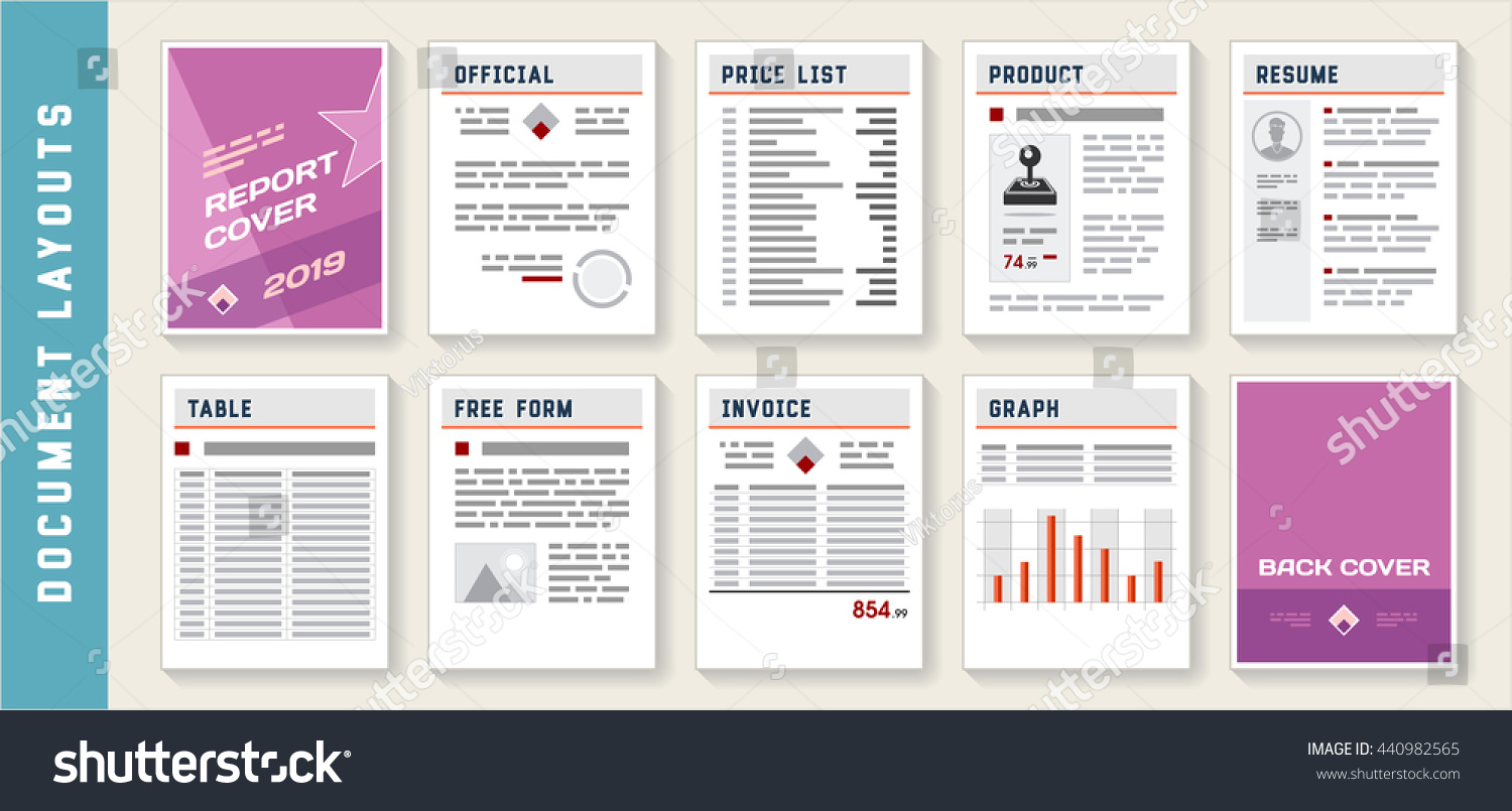 Download Document Report Layout Templates Mockup Set Stock Vector Royalty Free 440982565