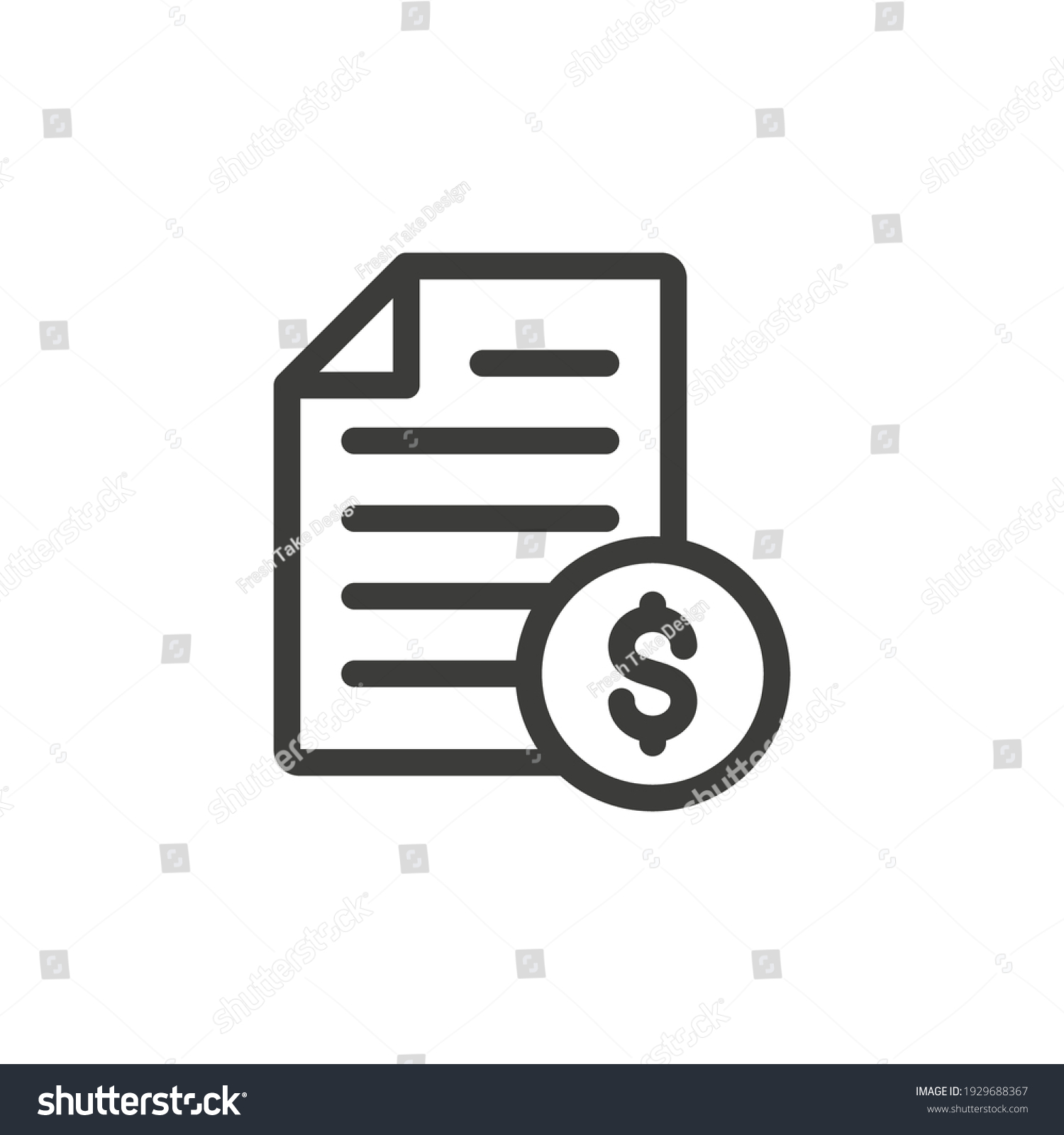 Document Coin Icon Contract Invoice Vector Stock Vector (Royalty Free ...