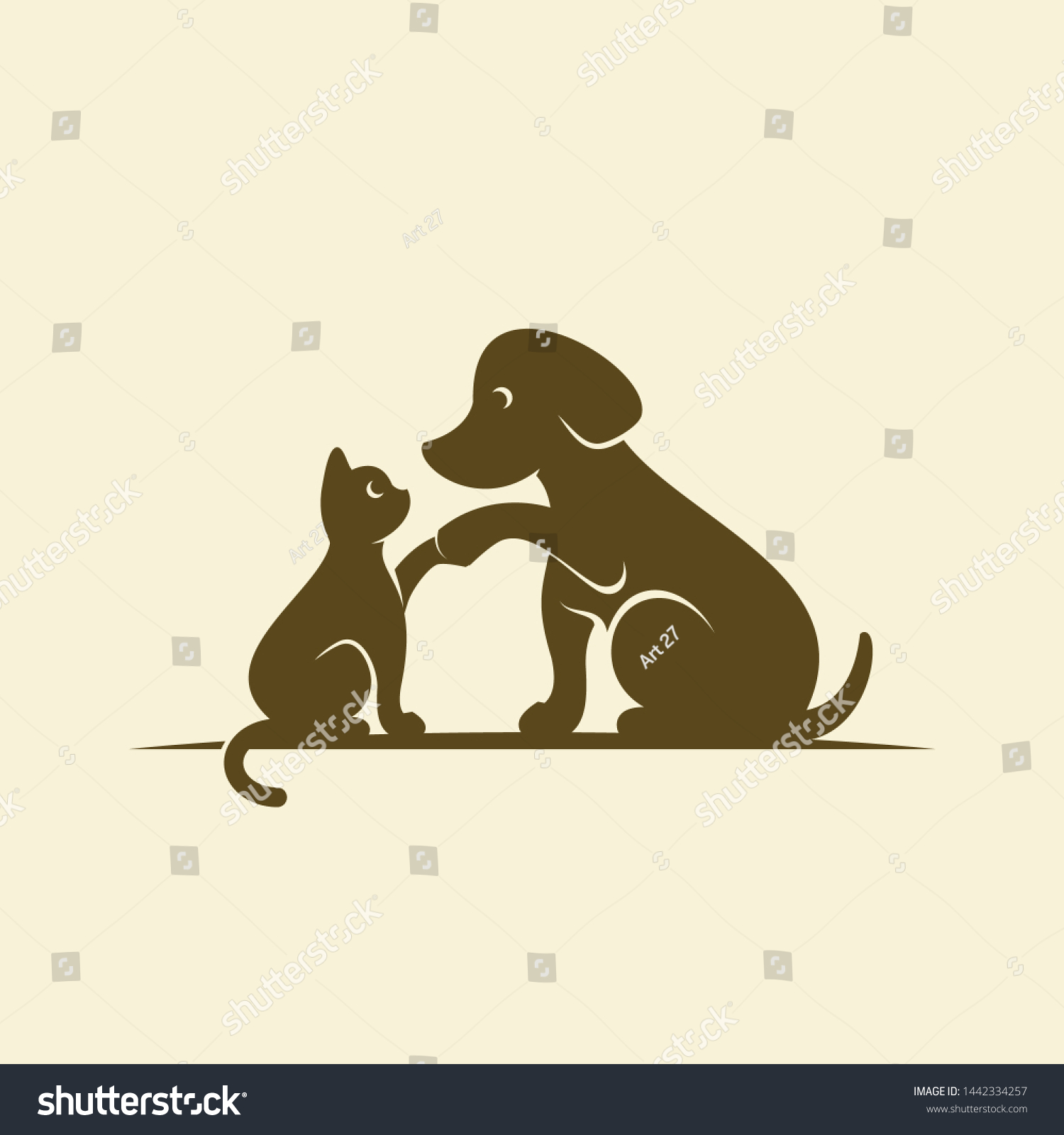 18+ Cat and dogshaking hands clipart