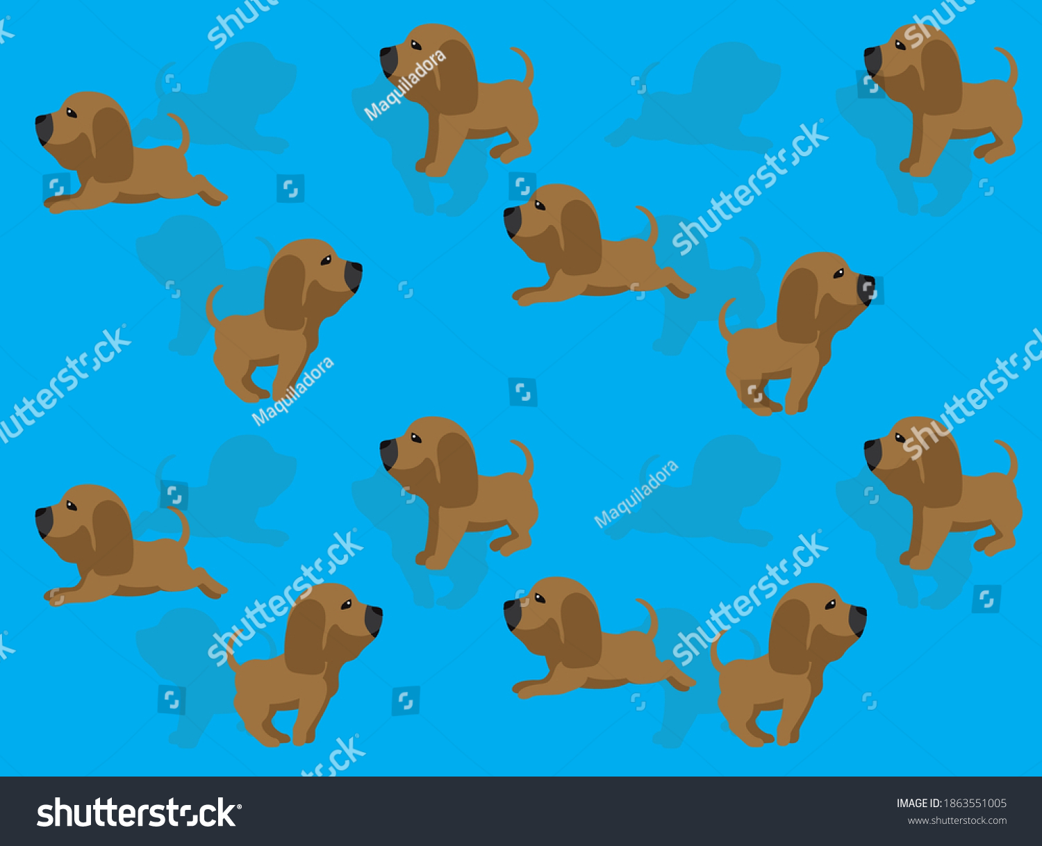 Dog Animation Bloodhound Cartoon Illustration Seamless Stock Vector ...