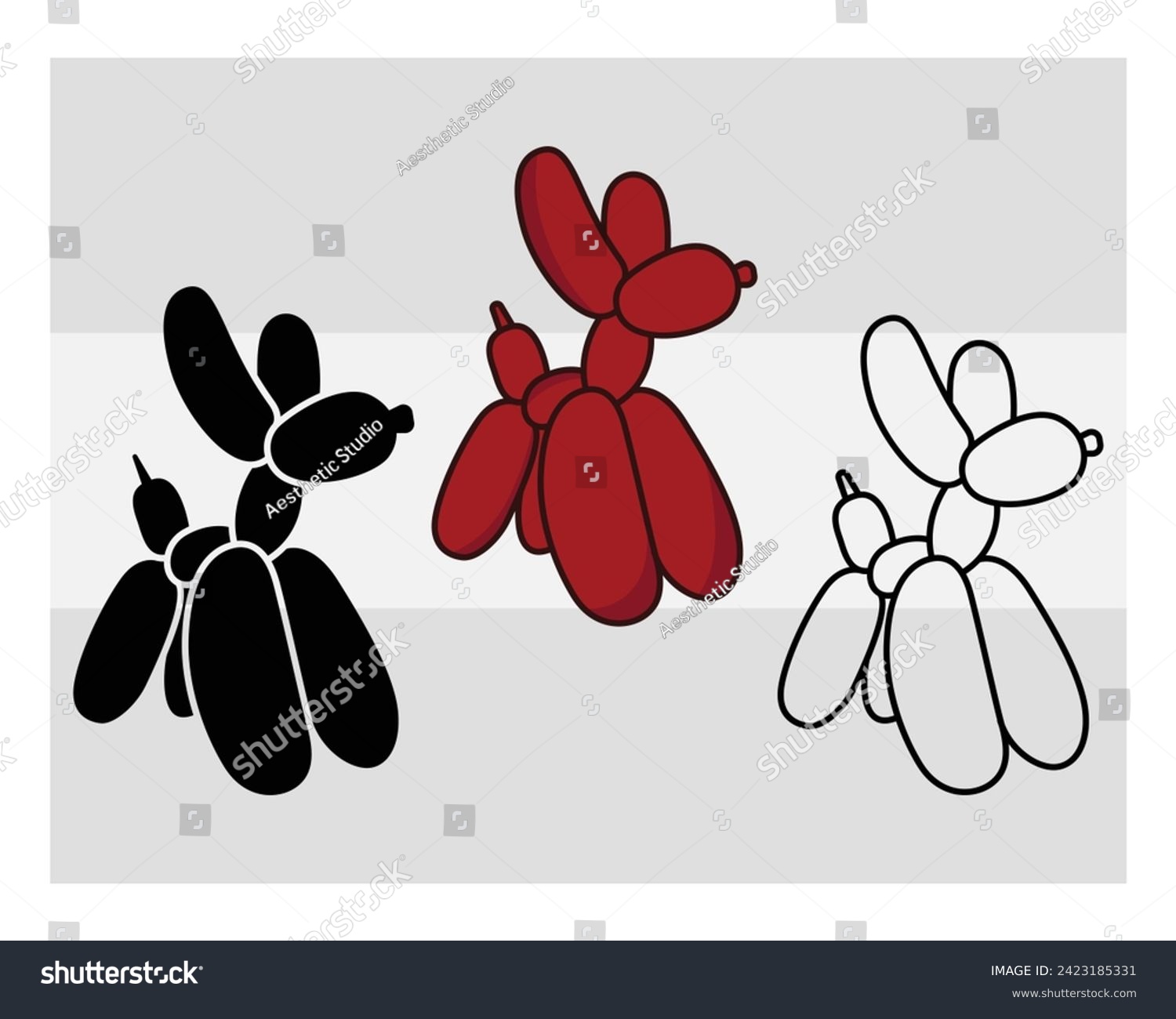 SVG of Dog Balloon Silhouette, Balloon Poodle, Animal, Balloon Dogs, Balloon Dog image, Clipart, Vector,  svg