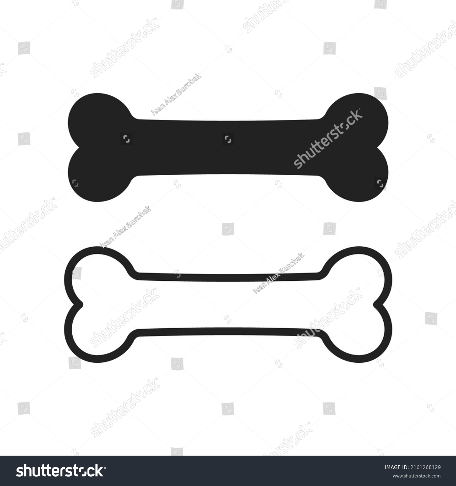 Dog Bone Black Icon Solid Outline Stock Vector (Royalty Free ...