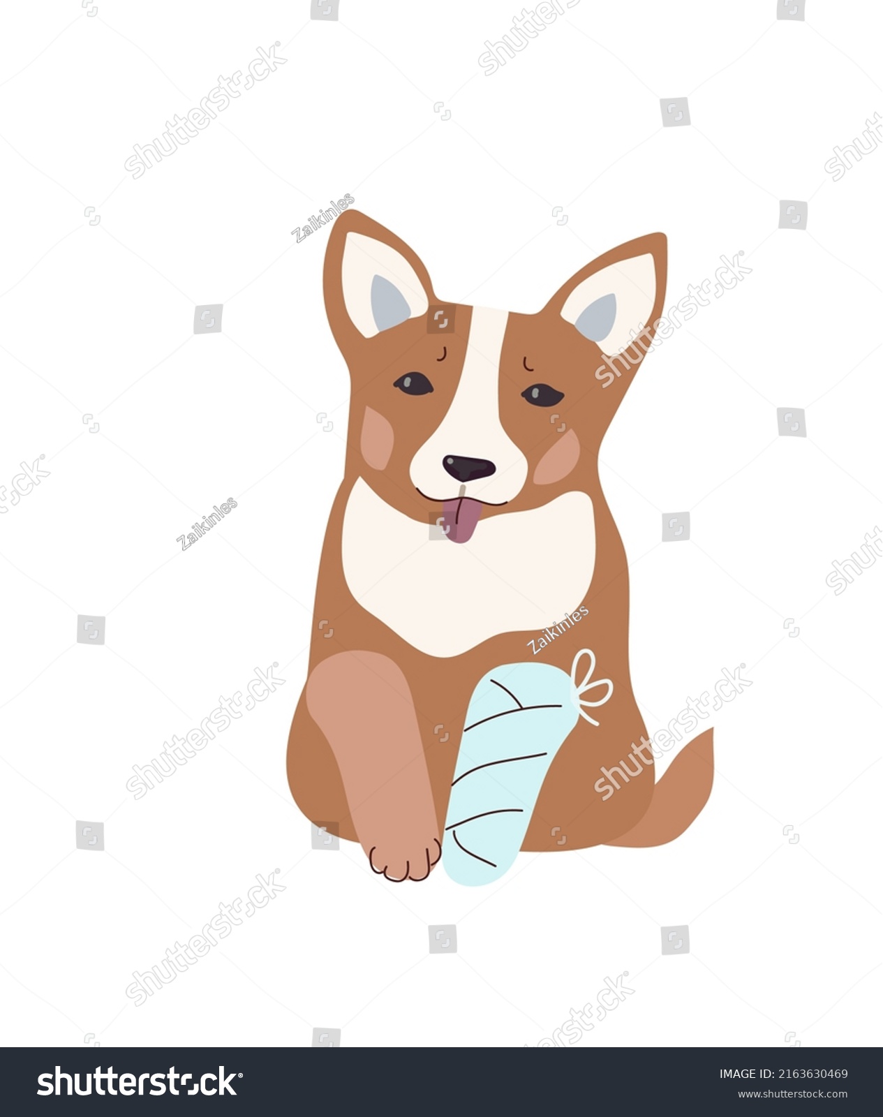 SVG of Dog broken paw. Online veterinary medicine.Cartoon vector illustration. svg