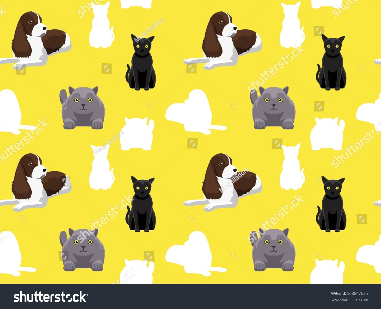 Dog Cat Wallpaper 8 Stock Vector Royalty Free 568847635 Shutterstock