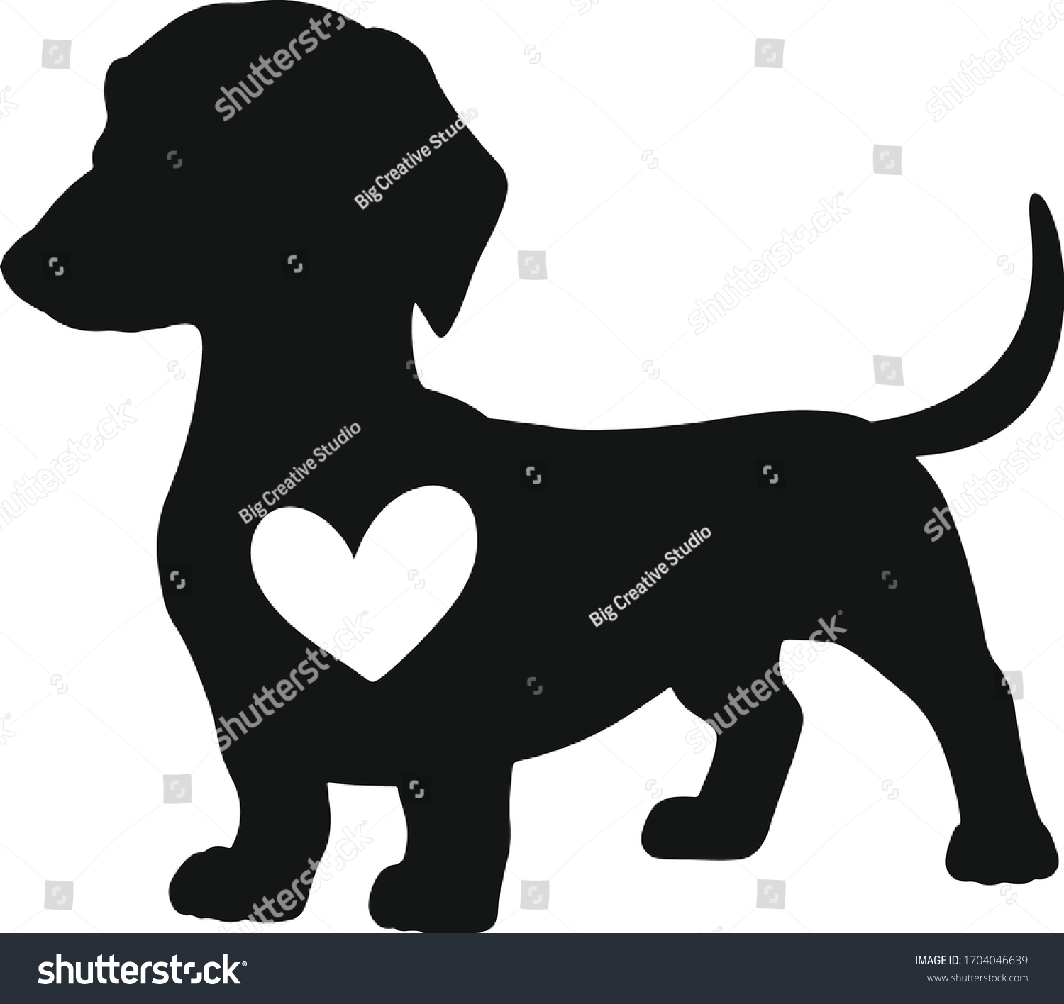 SVG of Dog, Daschund heart, cute dog, isolated on white background. Vector art. svg