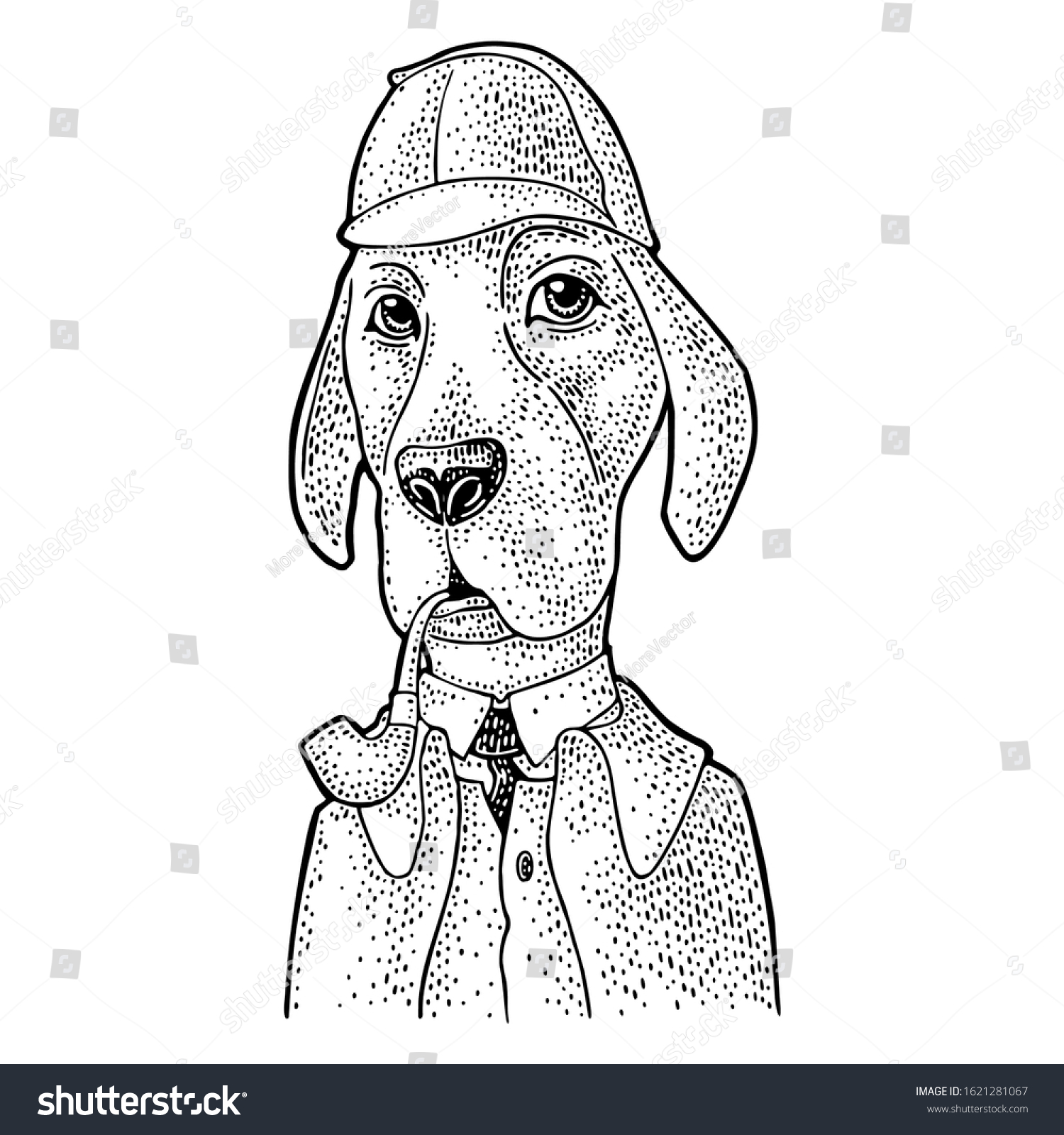 Dog Detective Sherlock Holmes Smoking Pipe Stock Vector (Royalty Free ...