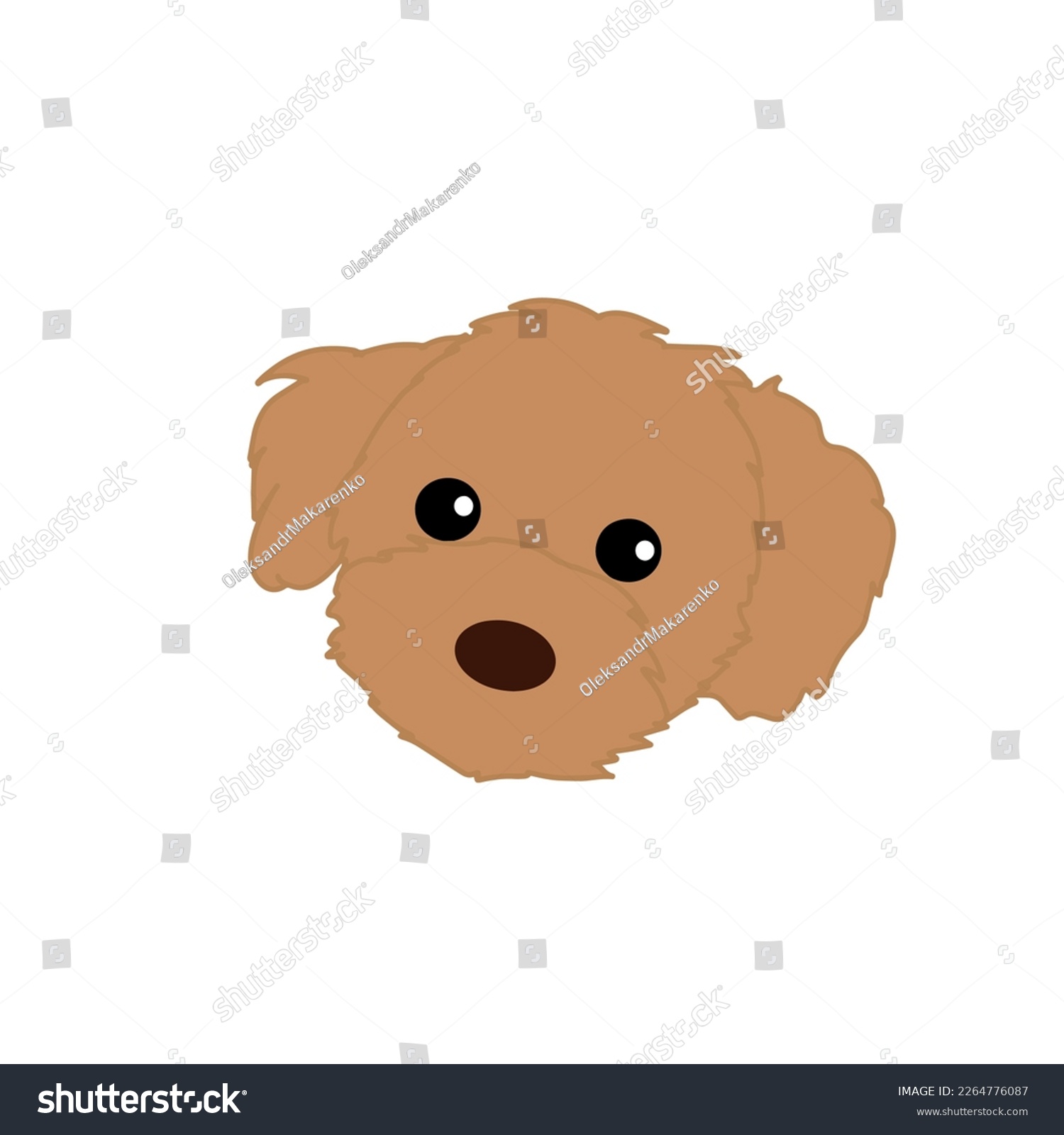 SVG of Dog face vector illustration. Cute brown maltipoo puppy face. Fluffy red dog head cartoon icon. Labradoodle puppy svg