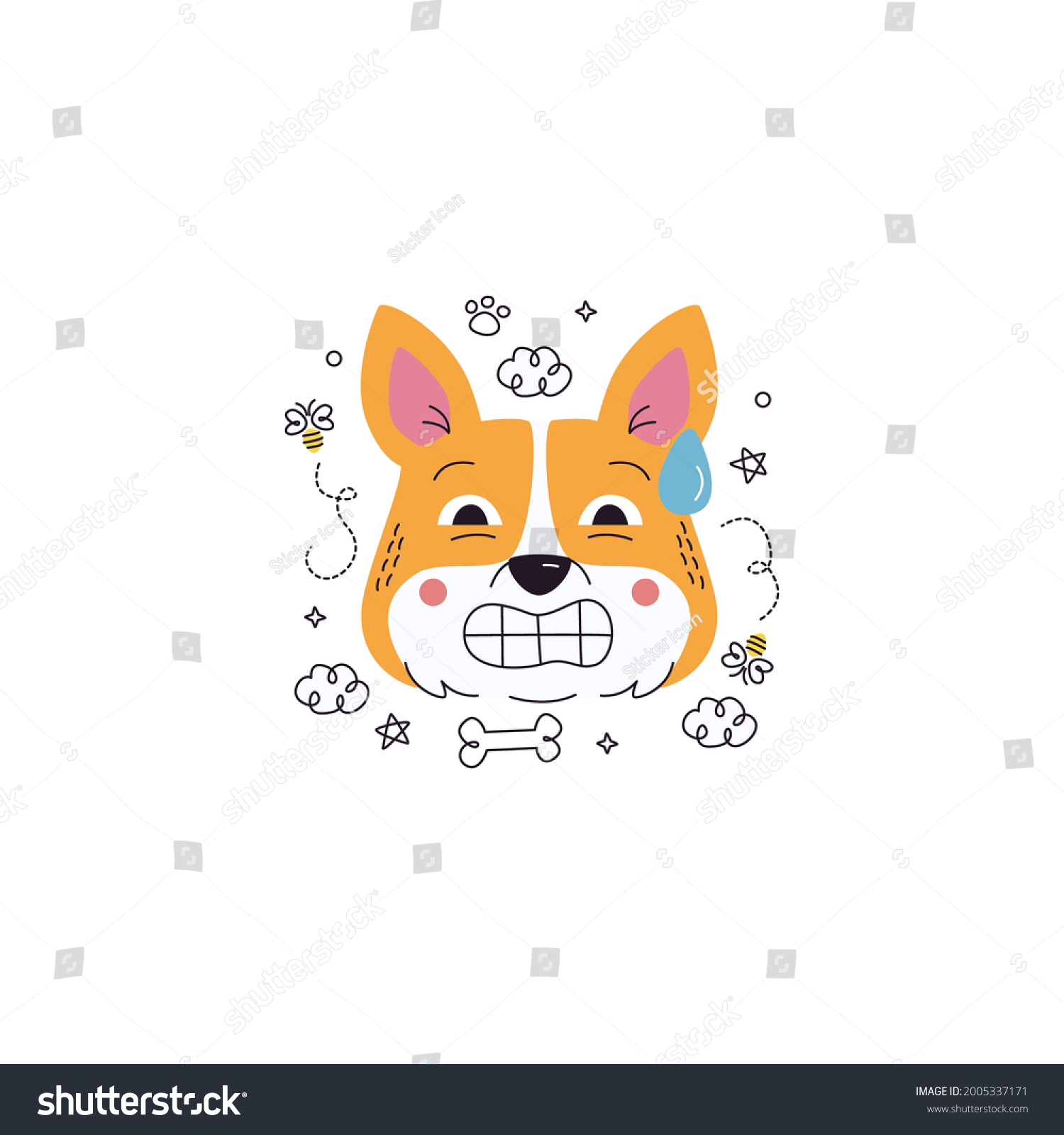 Dog Grimacing Emoticon Vector Illustration Stock Vector (Royalty Free ...