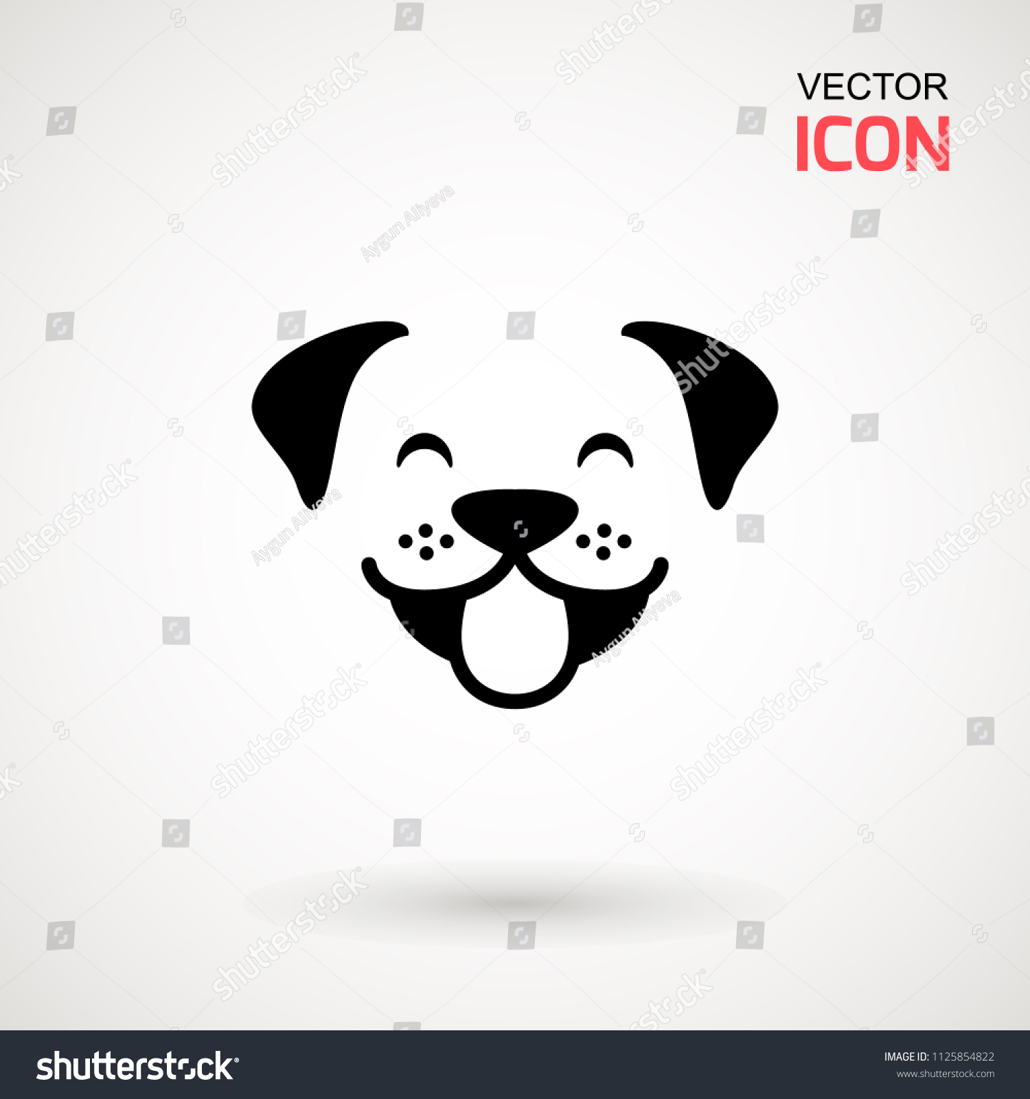 犬の頭のアイコン フラットスタイル 漫画の犬の顔 白い背景にベクターイラスト シルエットは単純 動物のロゴのコンセプト ロゴデザインテンプレート のベクター画像素材 ロイヤリティフリー