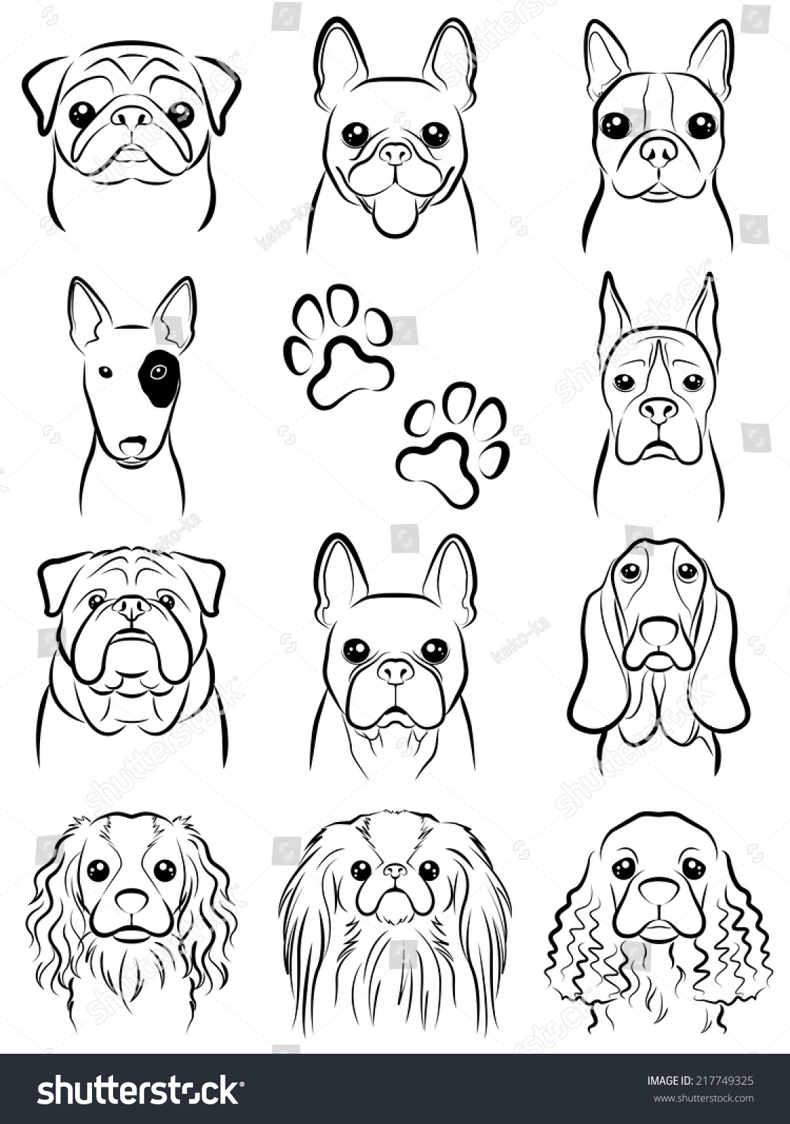  Dog Line Drawing Stock Vector Royalty Free 217749325 