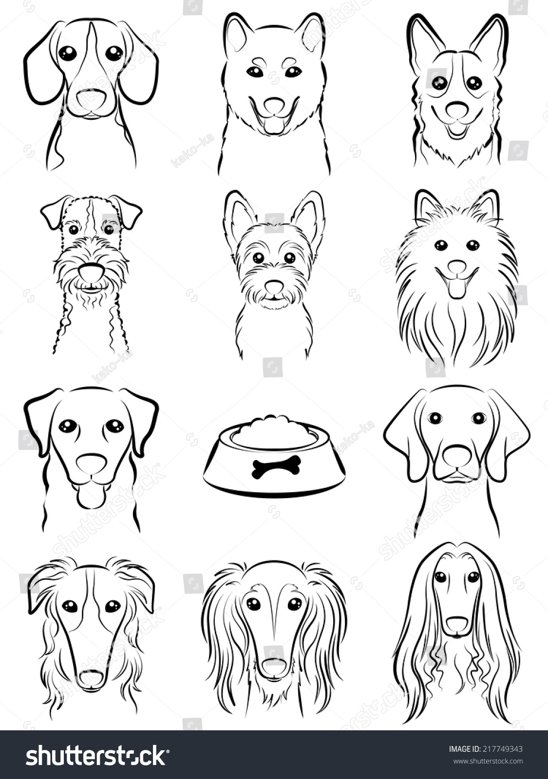  Dog Line Drawing Stock Vector 217749343 - Shutterstock