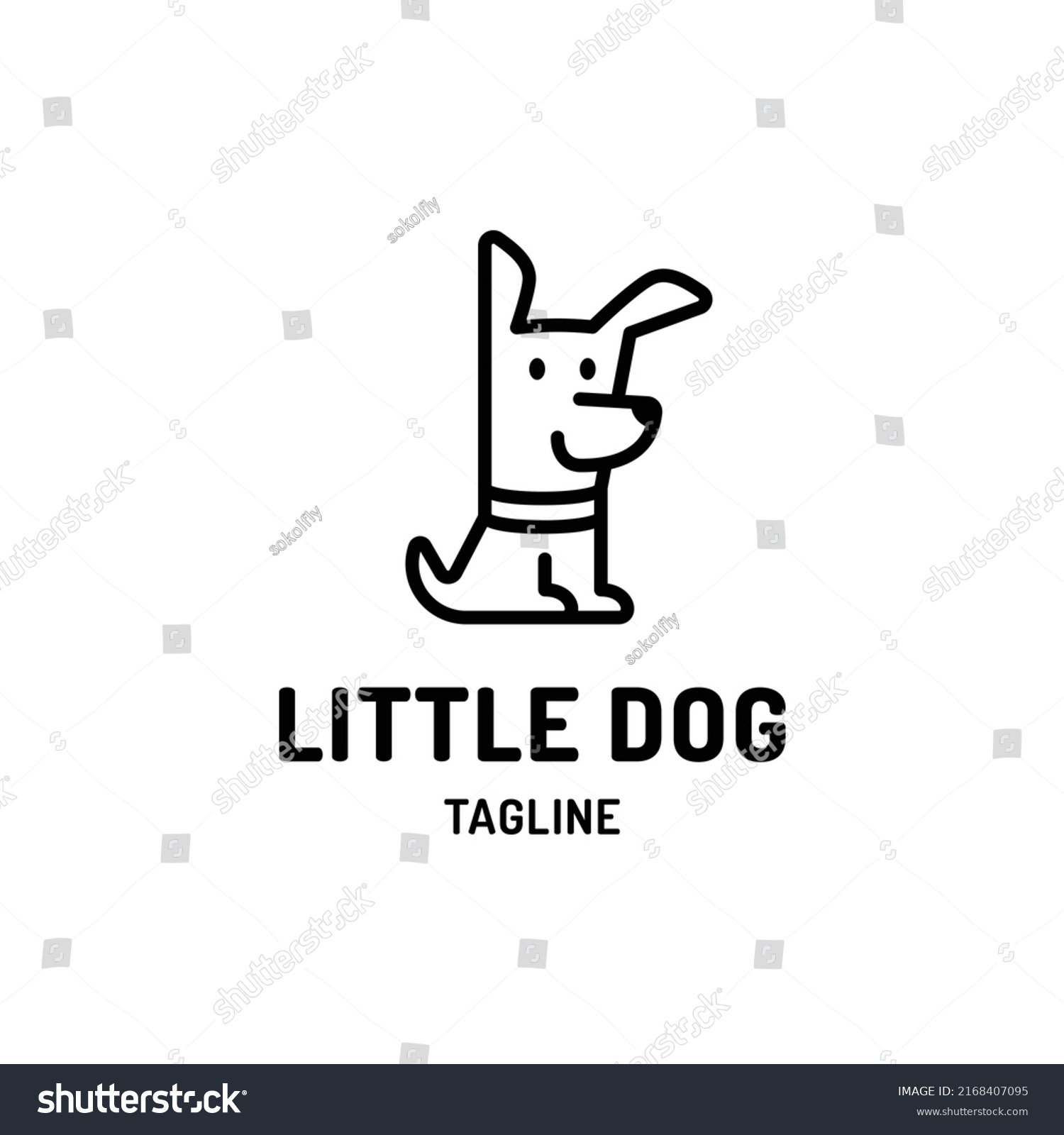 Dog Logo Design Template Cute Line Stock Vector Royalty Free