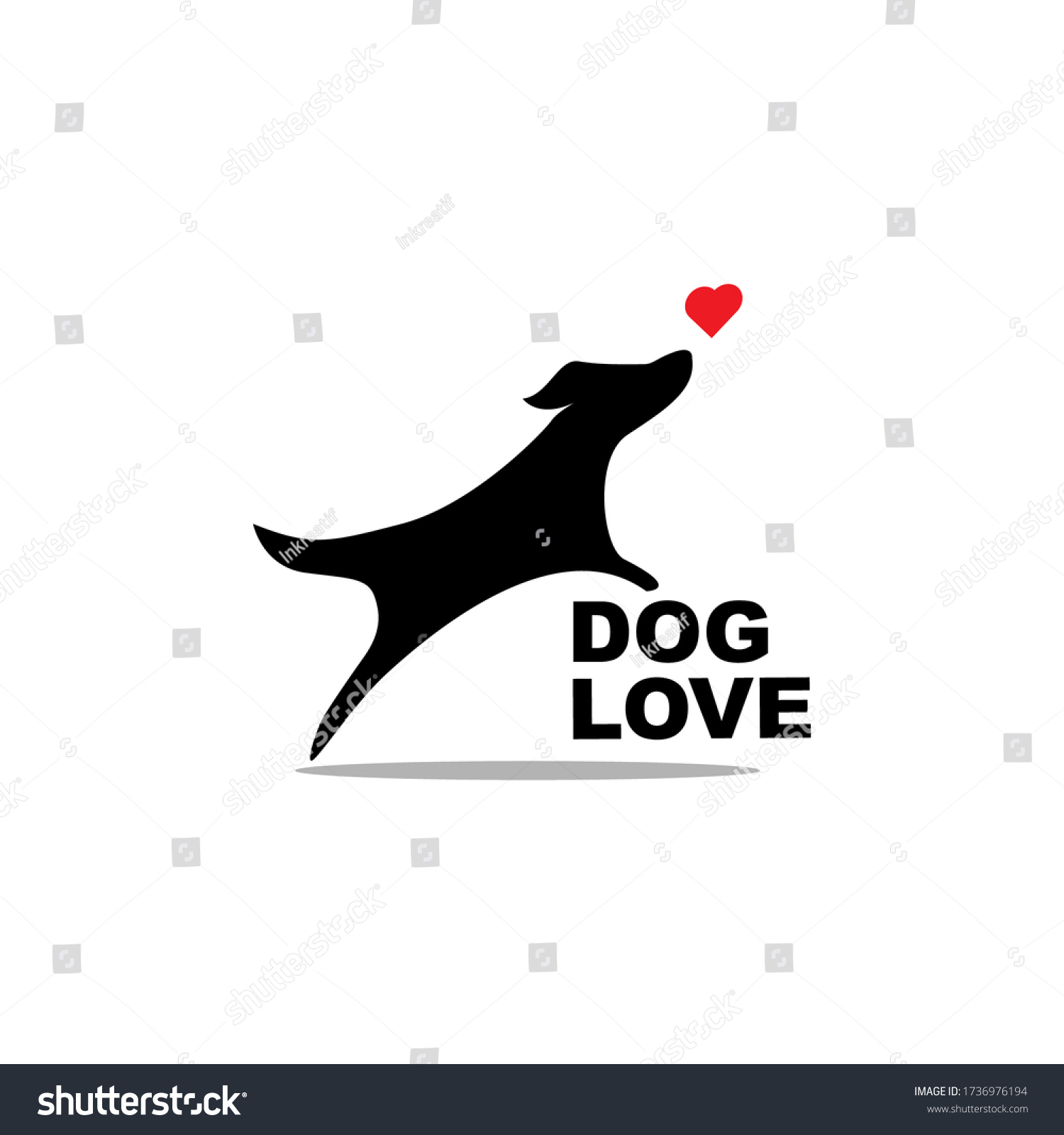 Dog Love Logo Design Black Red Stock Vector Royalty Free 1736976194