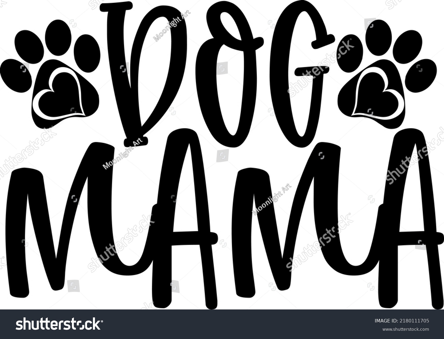 SVG of Dog Mama Typography Digital File SVG, Dog Mom, Dog Paw Print SVG, Cricut, Silhouette Digital File svg