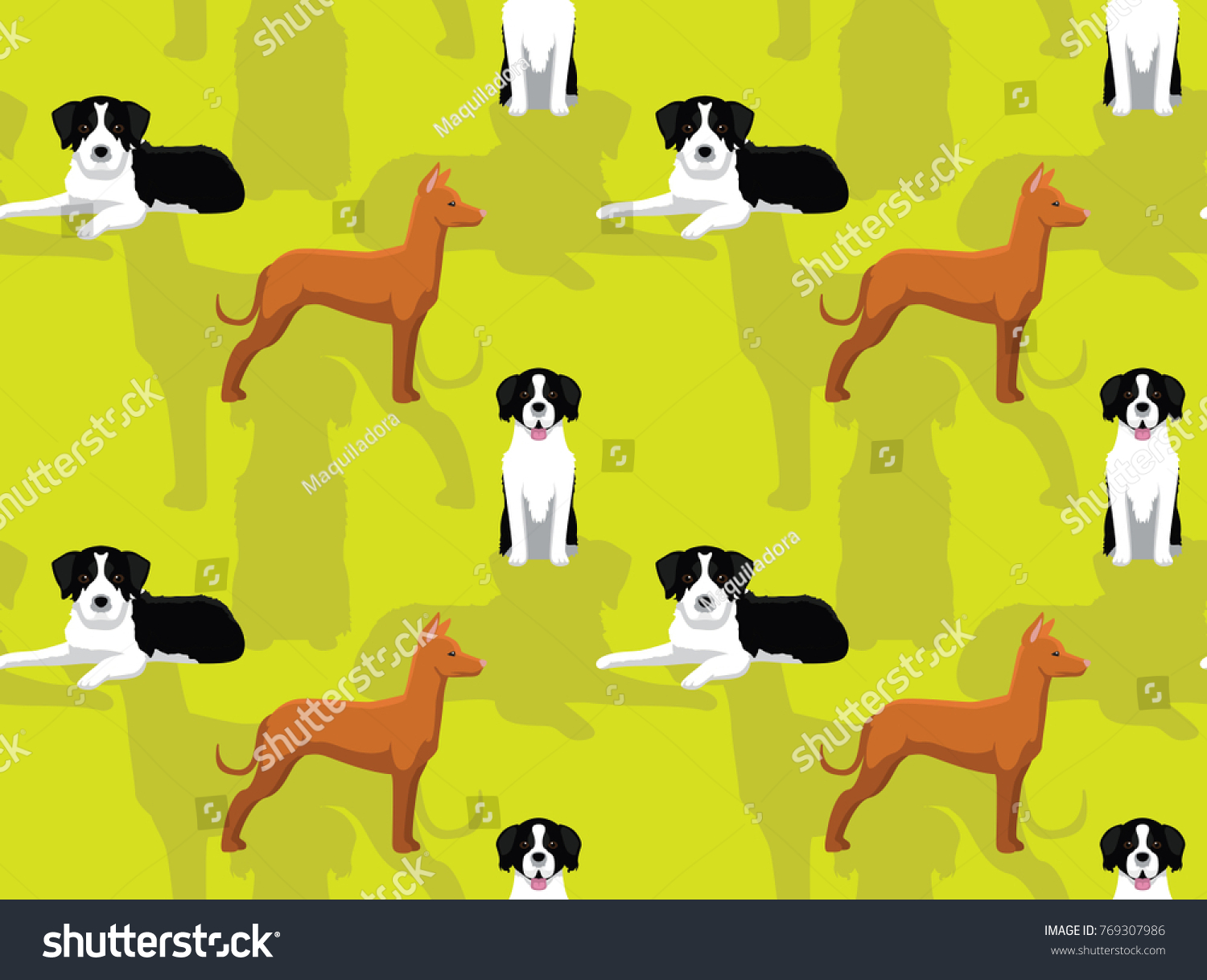 Dog Mucuchies Cartoon Seamless Wallpaper Stock Vector Royalty Free 769307986