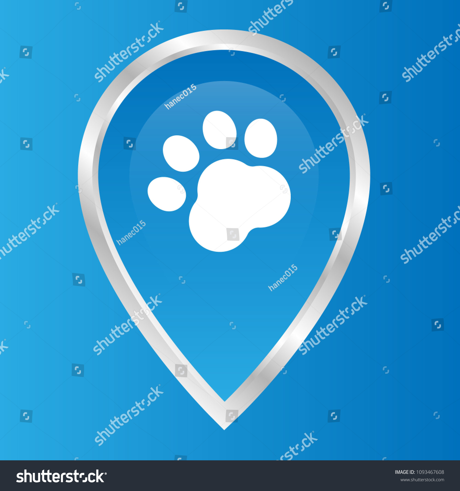 Dog Paw Map Point Sign Vector: стоковая векторная графика (без ...