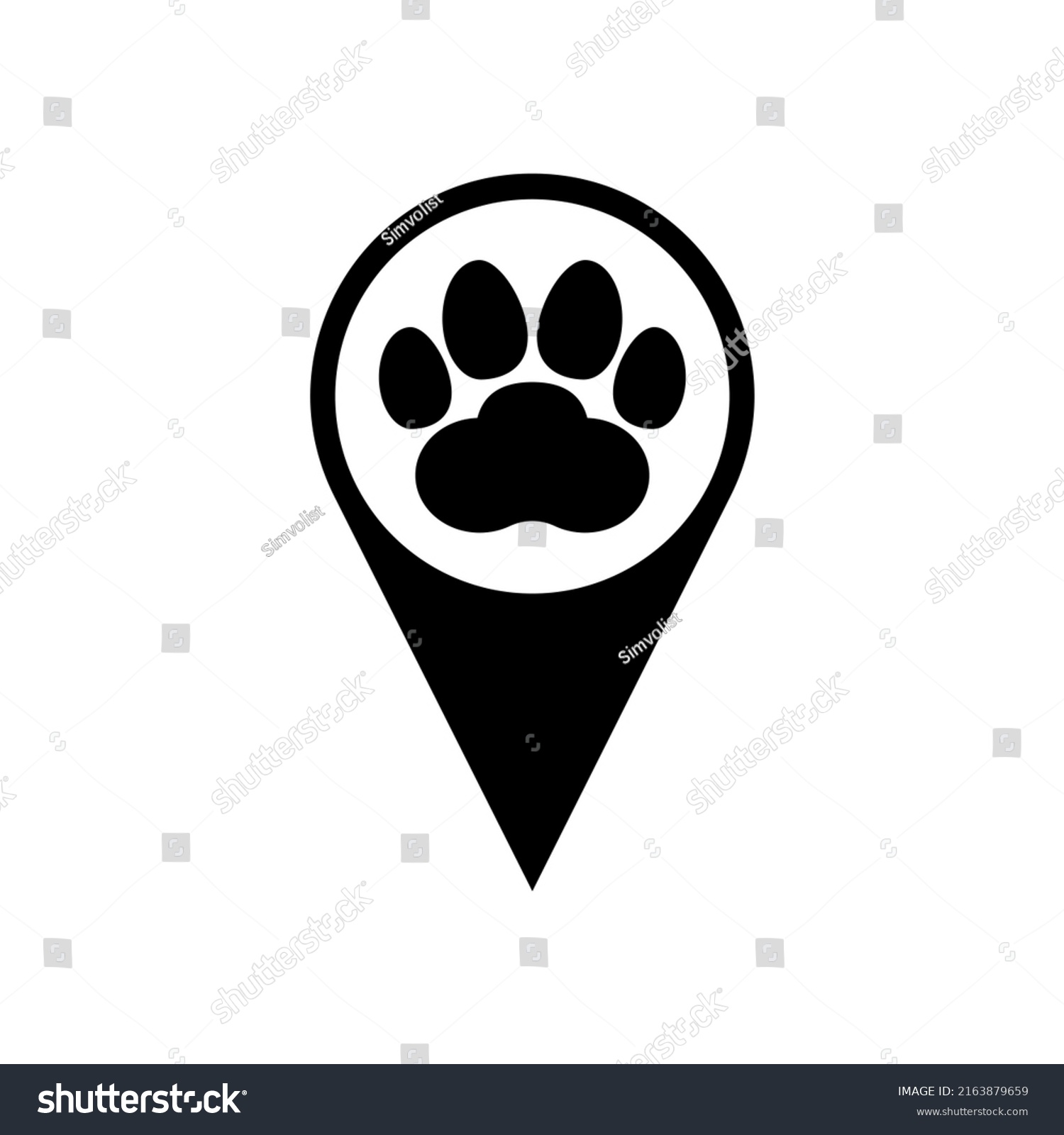 Dog Paw Print Icon On Location Stock Vector (Royalty Free) 2163879659 ...