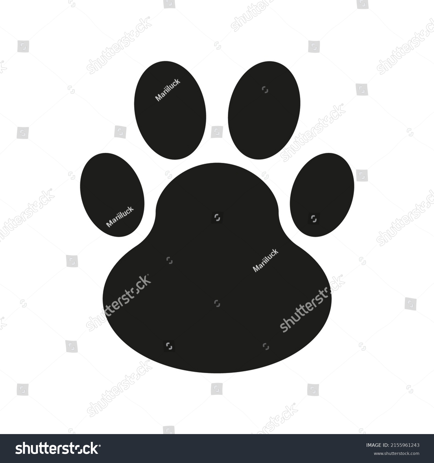 Dog Paw Print Silhouette Icon Vector Stock Vector (Royalty Free ...