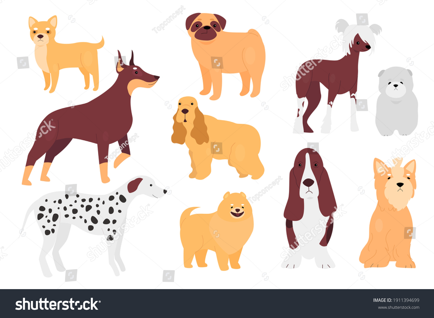 Dog Pet Vector Illustration Set Cartoon Stock Vector (Royalty Free ...