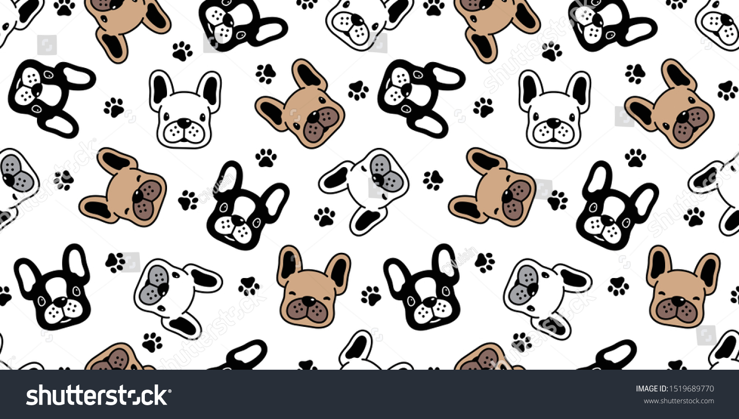 Dog Seamless Pattern French Bulldog Vector Stock Vector (Royalty Free ...