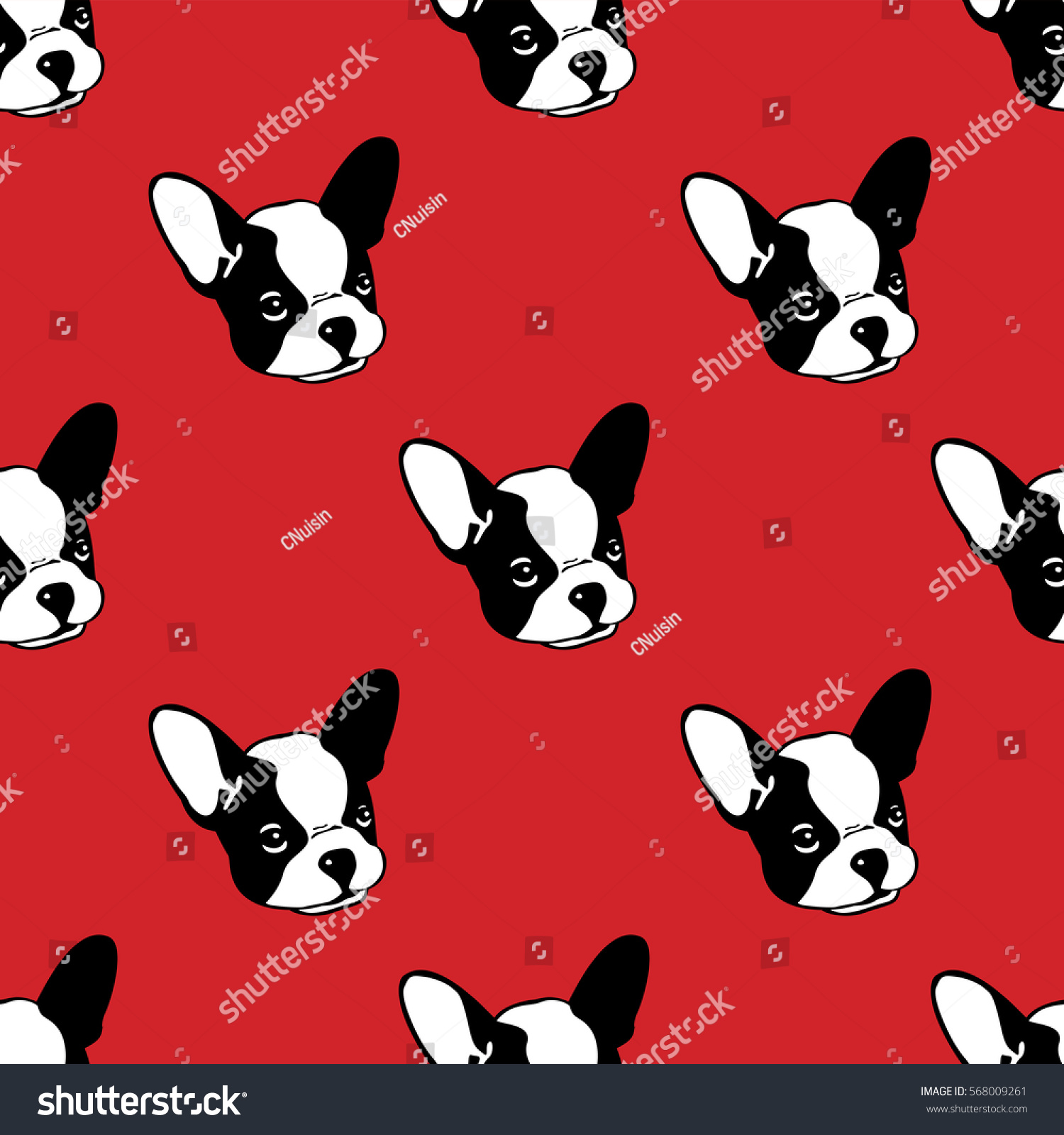 Dog Seamless Pattern French Bulldog Red Stock Vector (Royalty Free ...