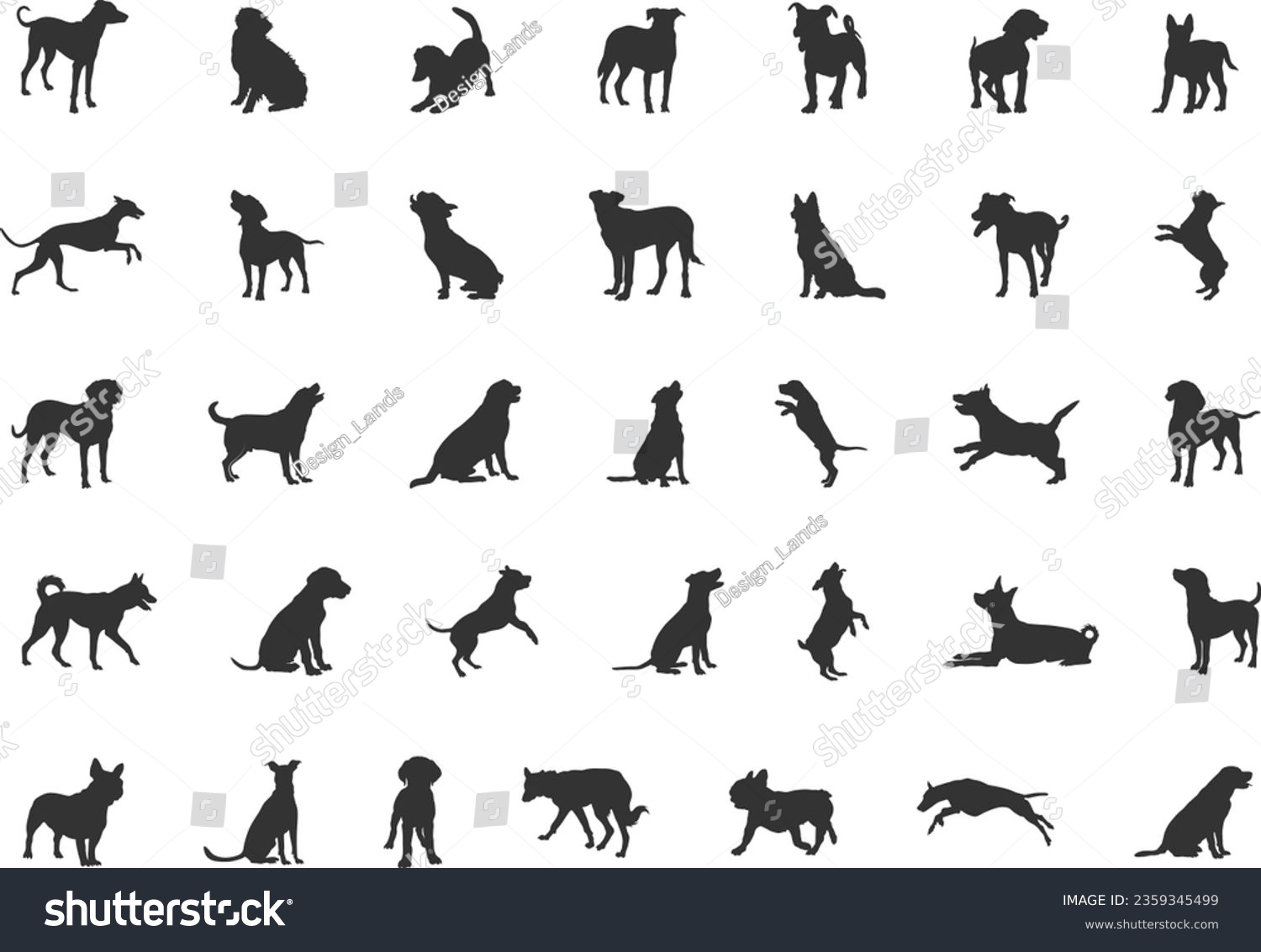 SVG of Dog silhouette, Dog silhouette collection, Dog breeds silhouettes, Dog animal SVG, Dogs vector illustration, Dogs icon svg