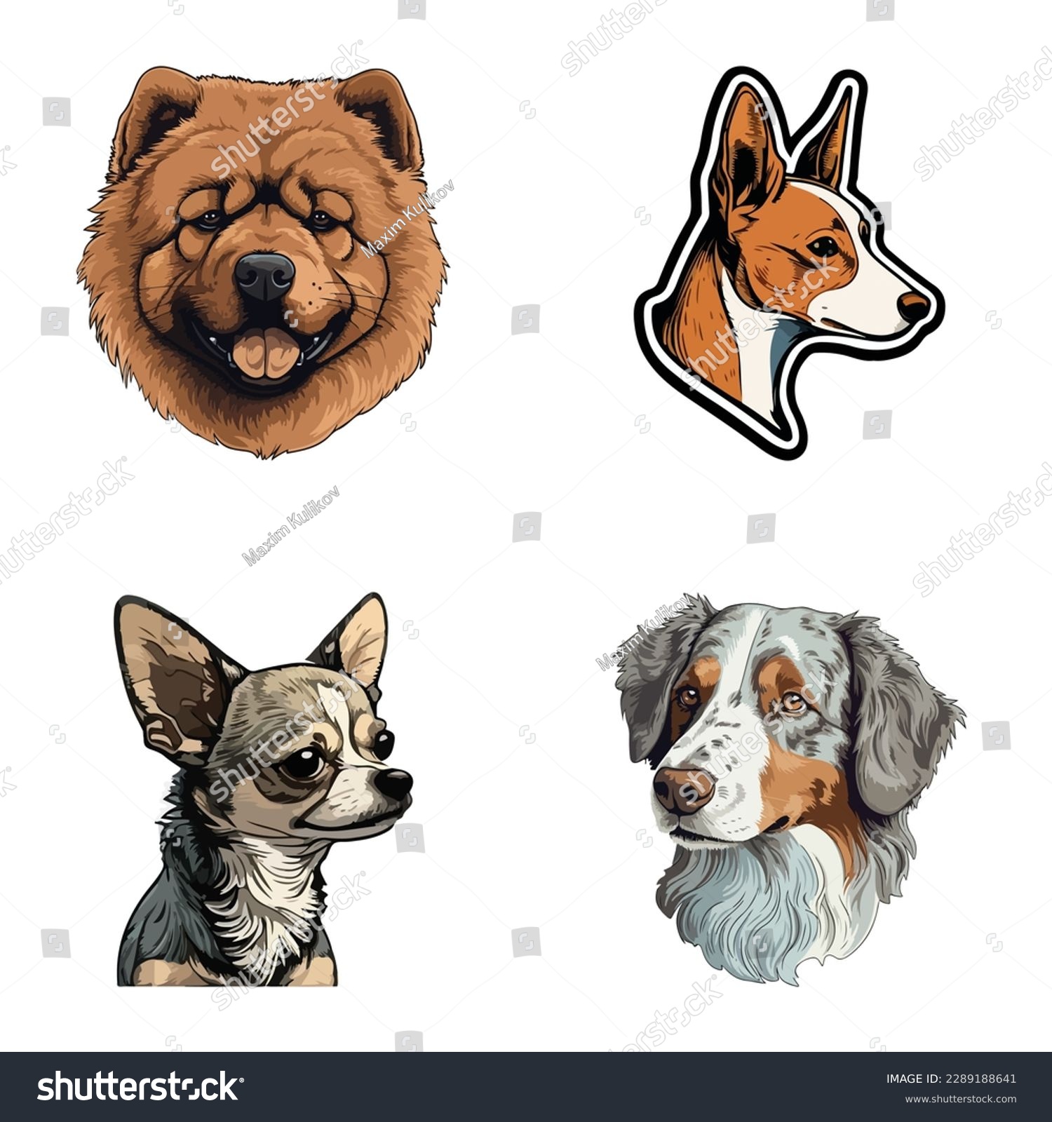 SVG of Dog Stickers Flat Icon Set Isolated On White Background svg