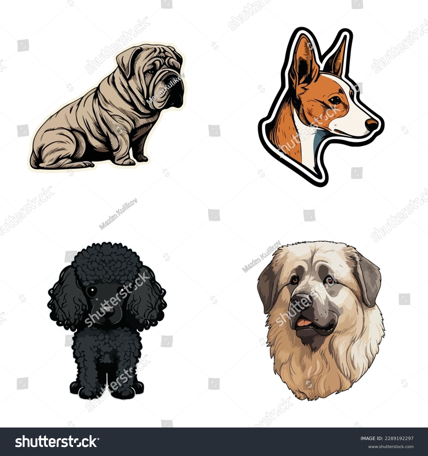 SVG of Dog Stickers Flat Icon Set Isolated On White Background svg