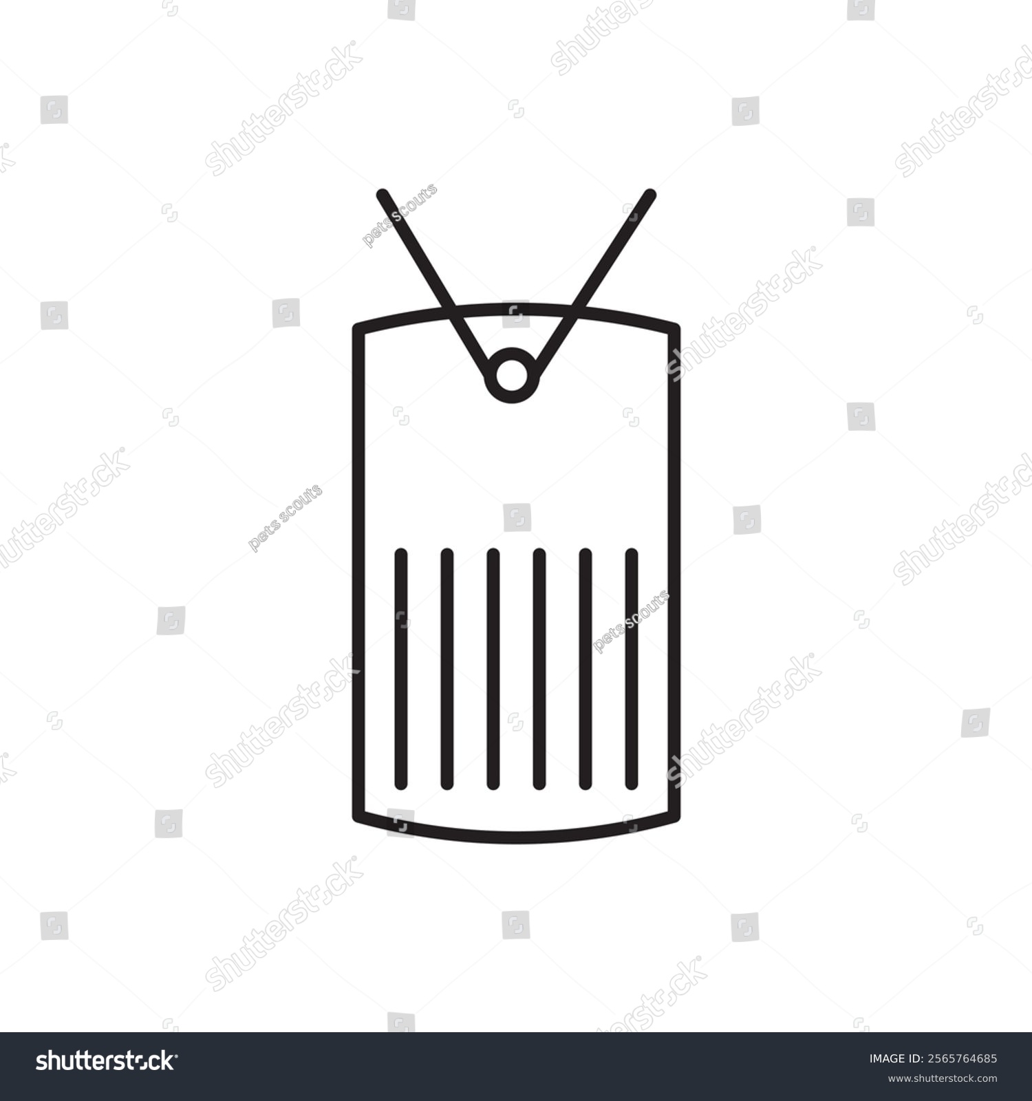 black dog tag icon, simple outline design clip art preview