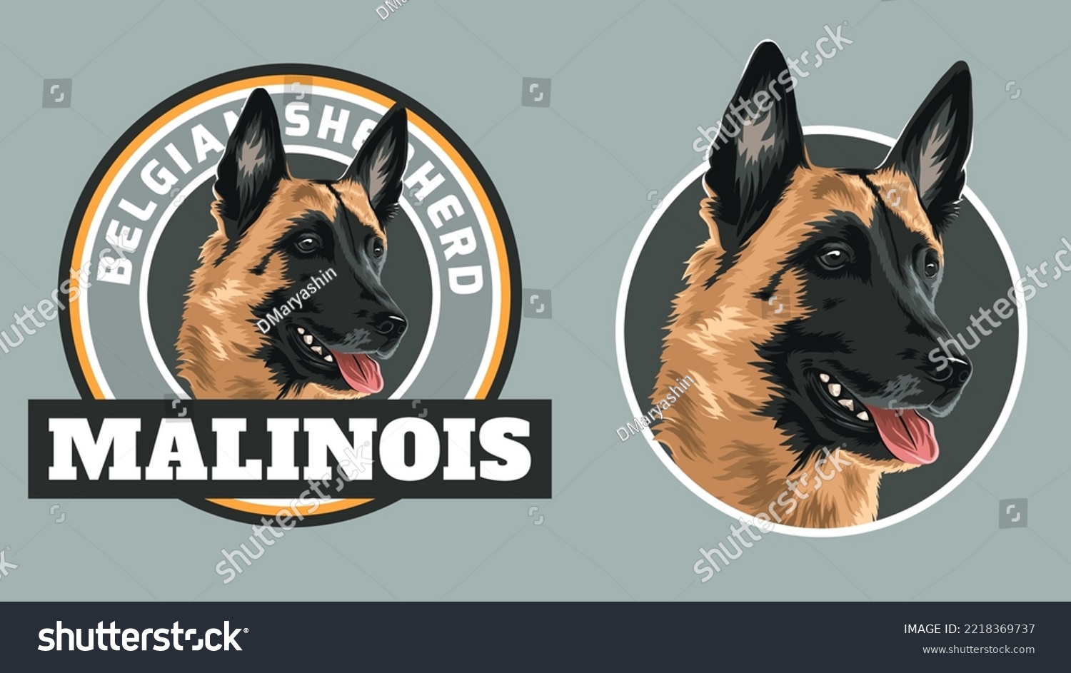 SVG of Dog tshirt and badge design for print. Belgian shepherd Malinois. Vector art, layered, Eps 10 svg
