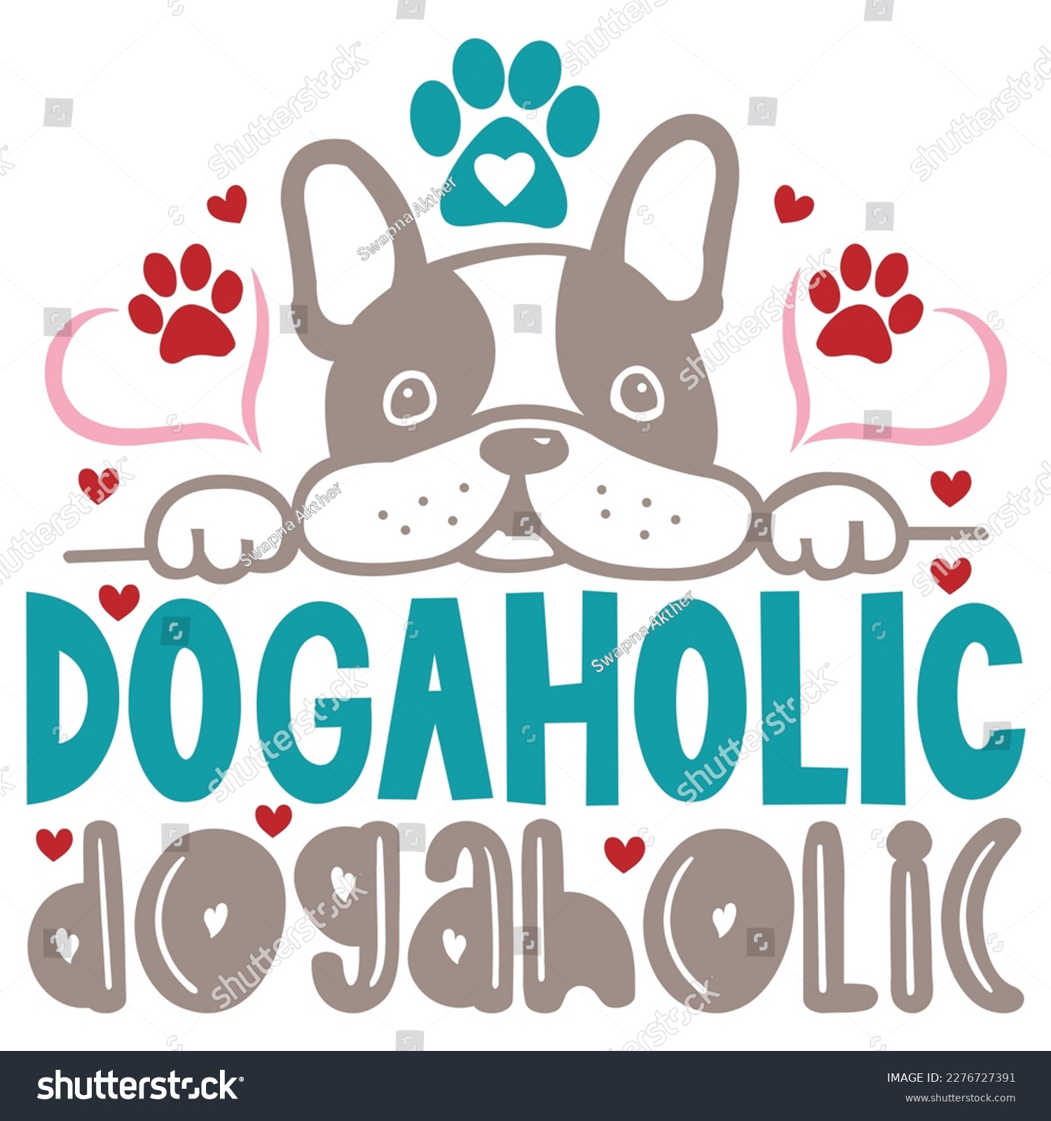 SVG of Dogaholic - Boho Retro Style Dog T-shirt And SVG Design. Dog SVG Quotes T shirt Design, Vector EPS Editable Files, Can You Download This File. svg
