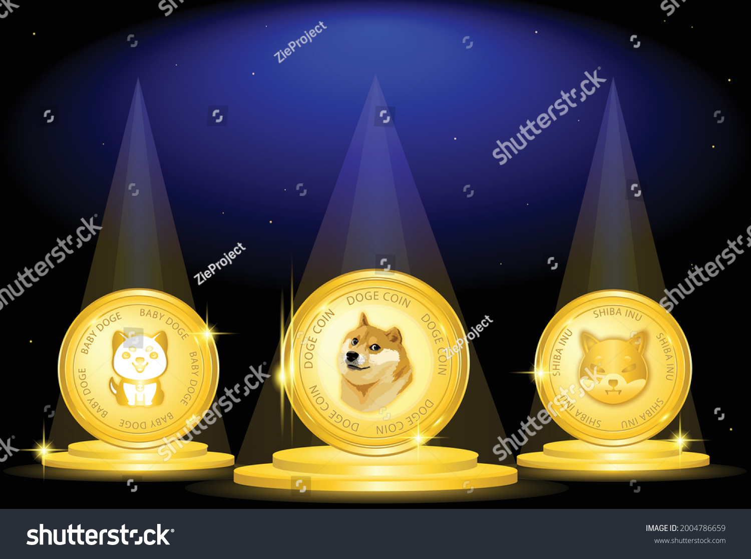SVG of Doge coins, crypto meme with shiba inu and baby doge. vector eps10 svg