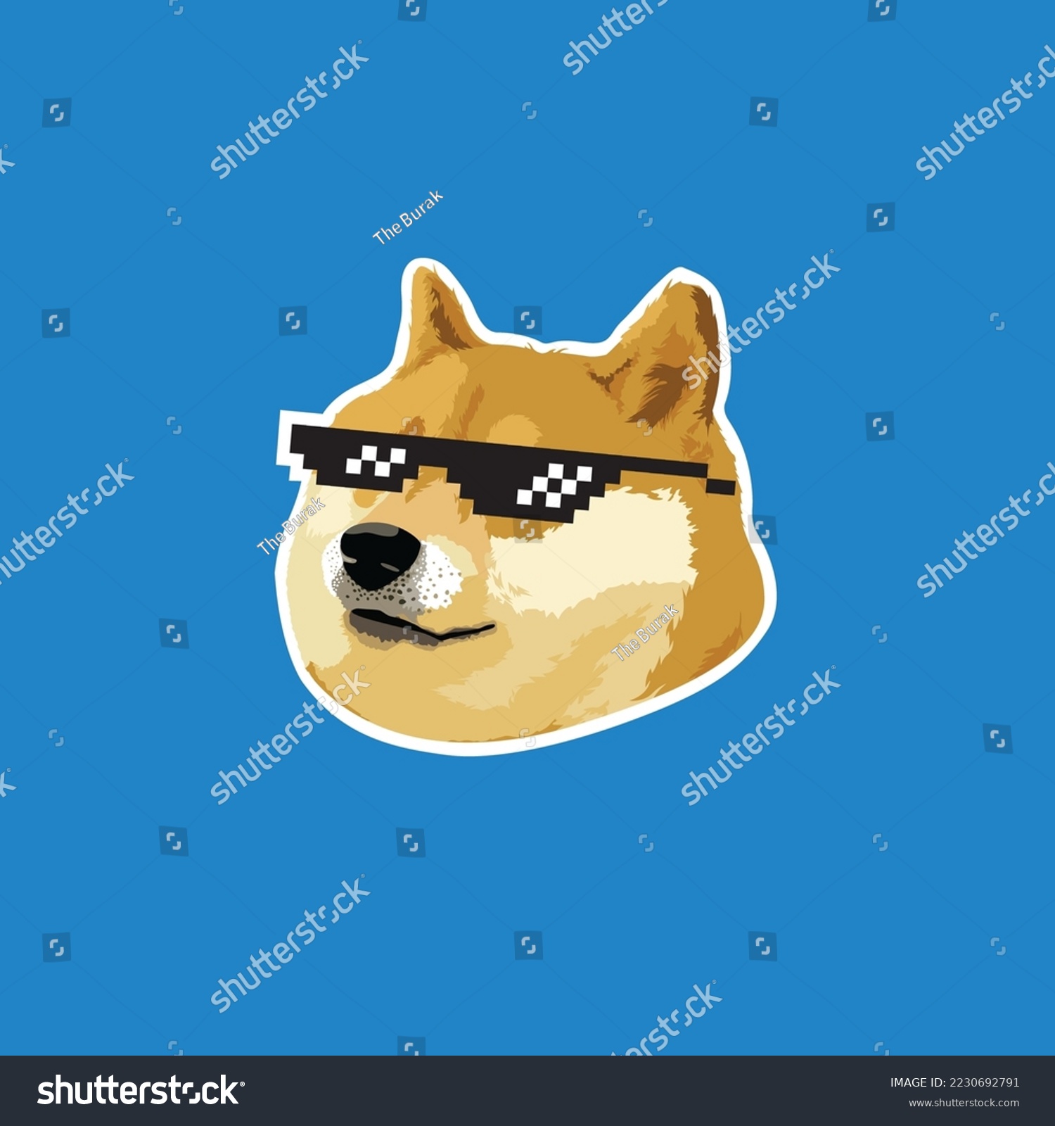 SVG of Doge meme dog face only with thug life Glasses sticker vector illustration svg