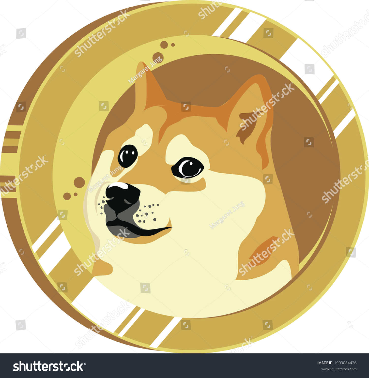 SVG of Dogecoin And Moon Design On Gold Coin svg